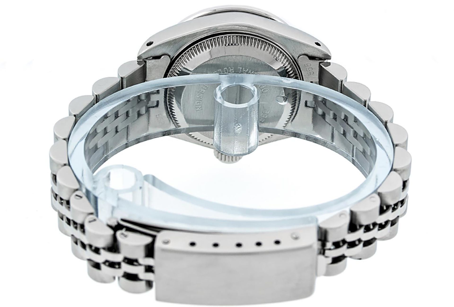 Rolex Ladies Stainless Steel Green Emerald & Diamond Datejust Wristwatch 26MM - Image 7 of 8