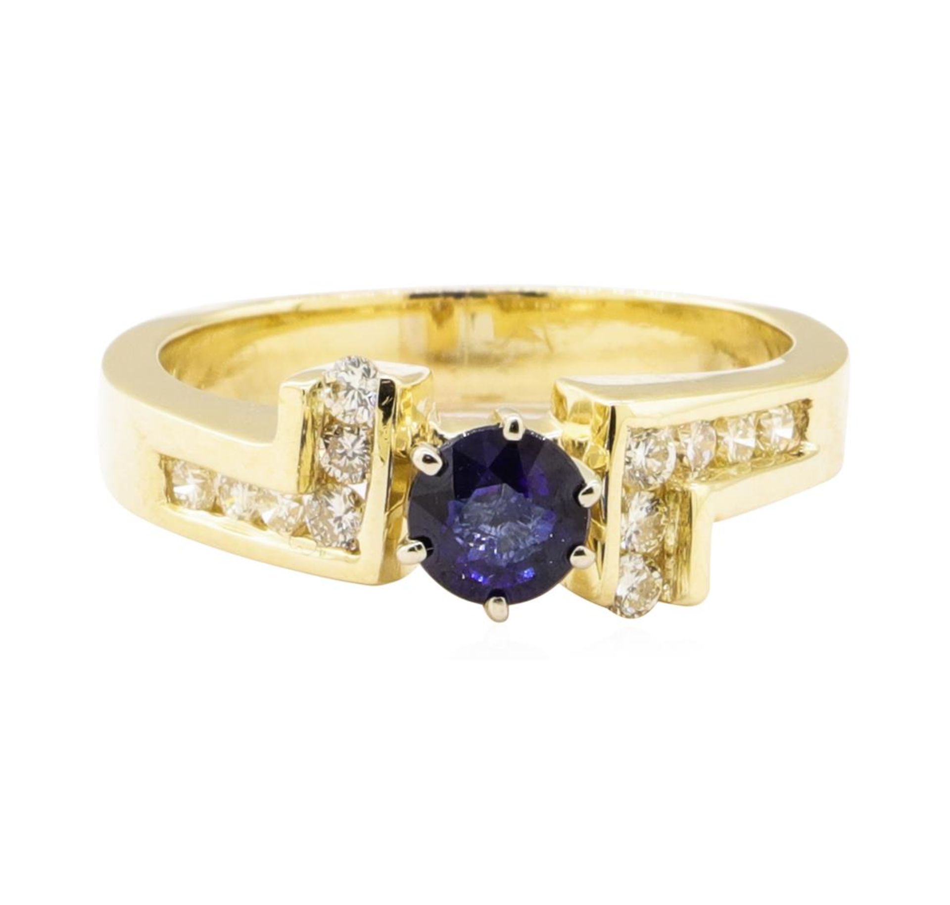 1.00 ctw Blue Sapphire and Diamond Ring - 14KT Yellow Gold - Image 2 of 4