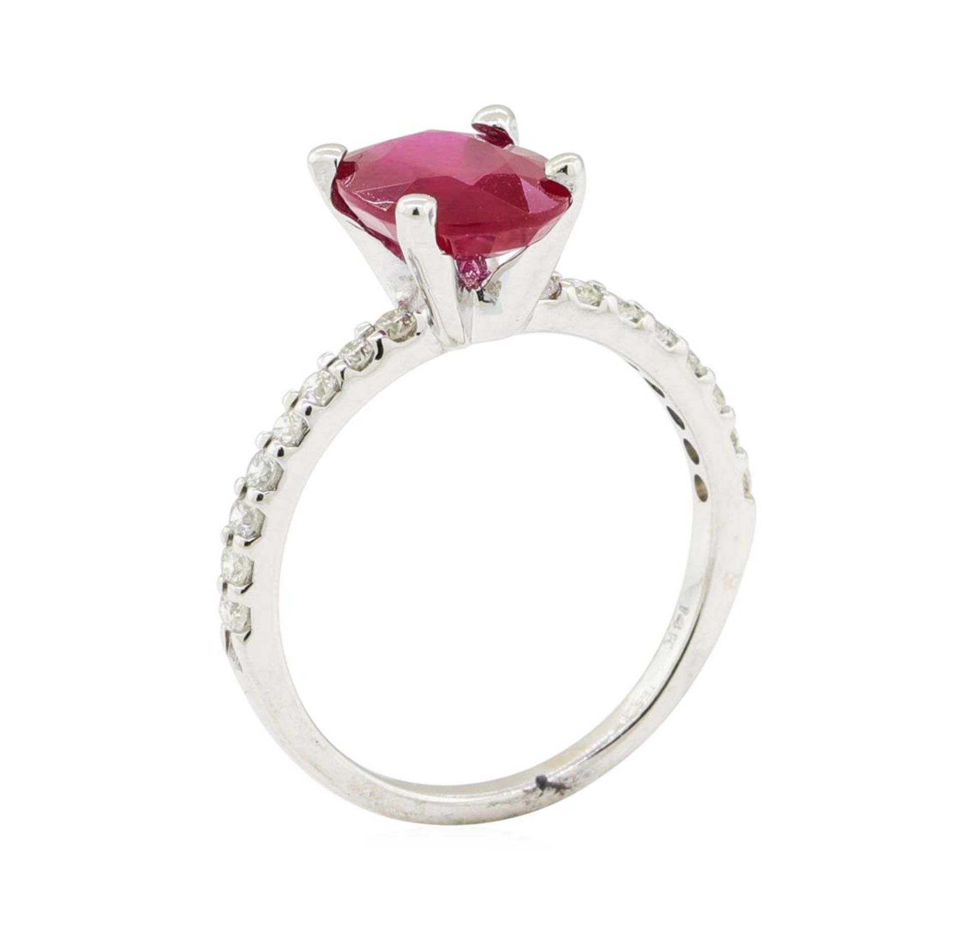 2.38 ctw Glass Filled Natural Ruby and Diamond Ring - 14KT White Gold - Image 4 of 4