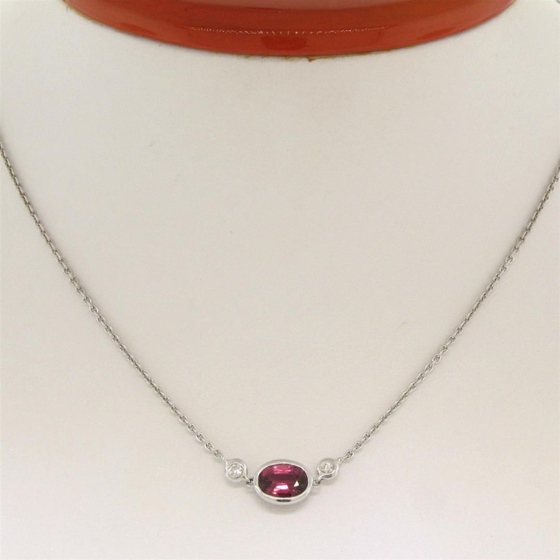 New 18kt White Gold 1.13 ctw GIA Pink Sapphire and Diamond Pendant Necklace - Image 3 of 9