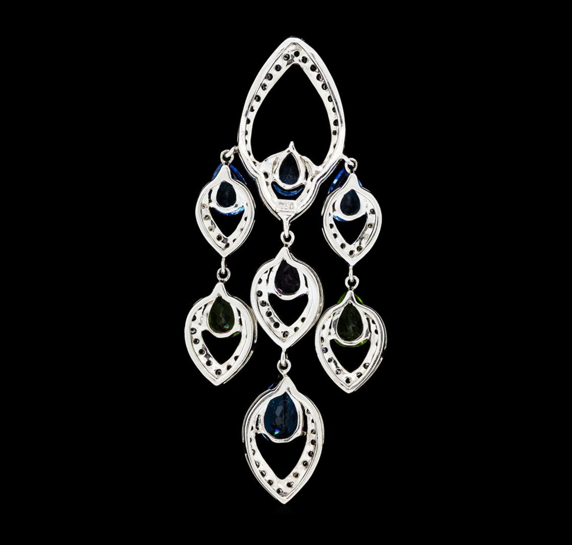 4.00 ctw Multi-Color Gemstone and Diamond Pendant - 18KT White Gold with Black A - Image 2 of 2