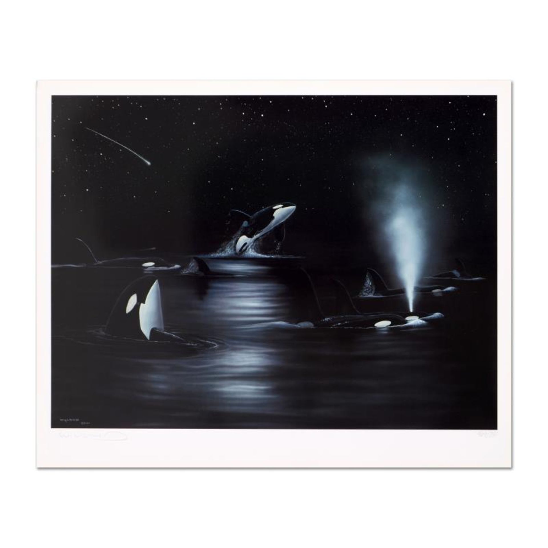 Wyland, "Orca Starry Night" Limited Edition Lithograph, Numbered and Hand Signed