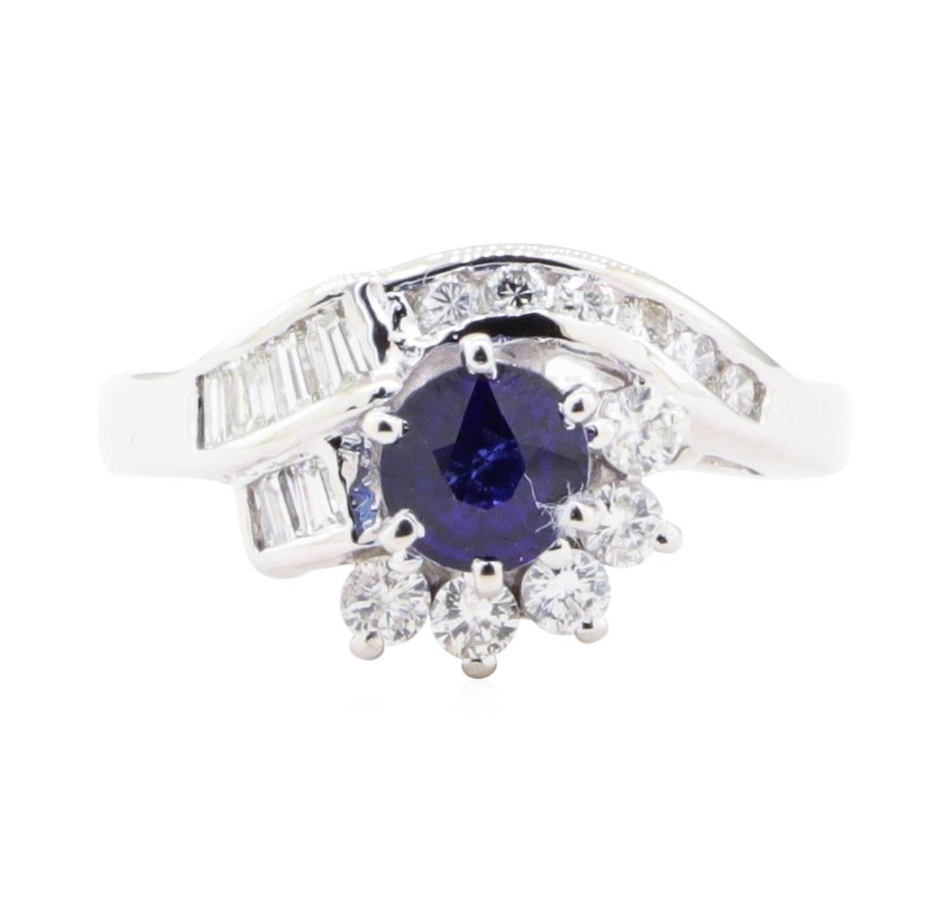 1.13 ctw Sapphire and Diamond Ring - 14KT White Gold - Image 2 of 4