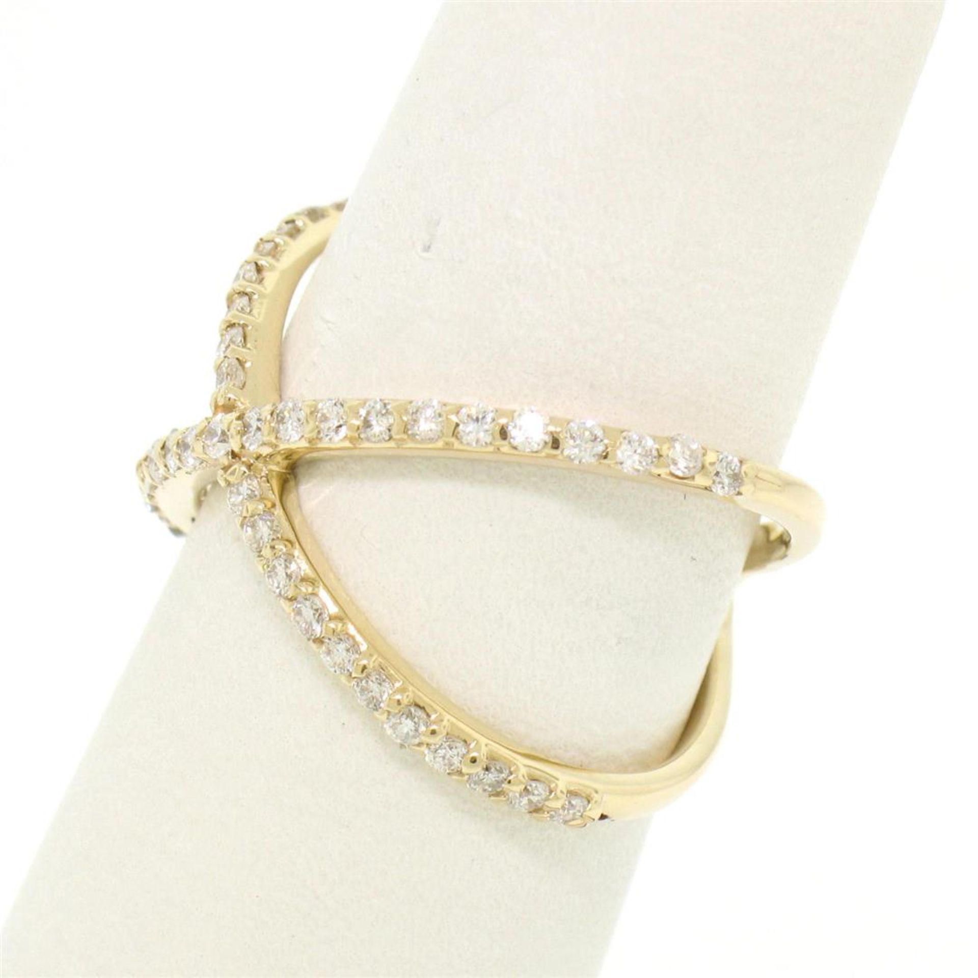 14k Yellow Gold 0.50 ctw Round Brilliant Diamond Simple X Ex Cross Band Ring - Image 2 of 8