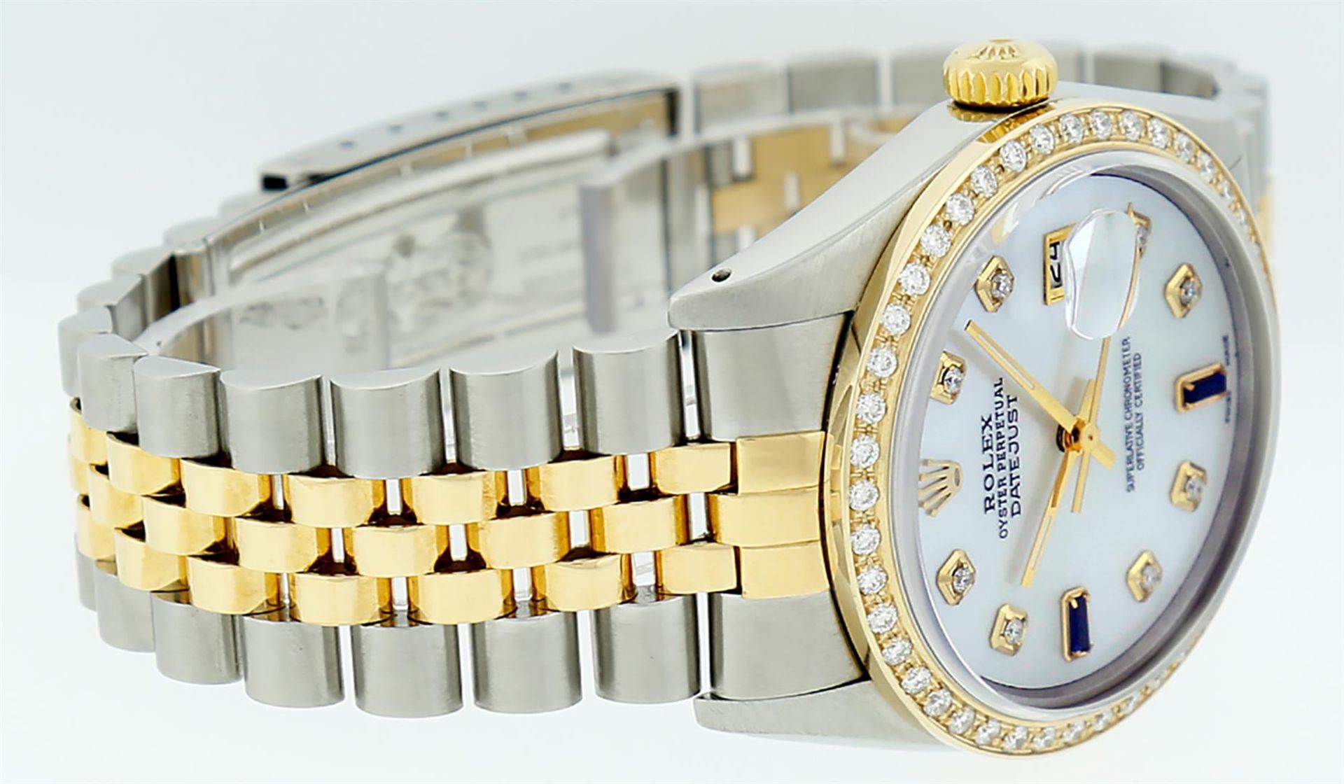 Rolex Mens 2 Tone Mother Of Pearl Diamond 36MM Datejust Wristwatch - Image 5 of 9