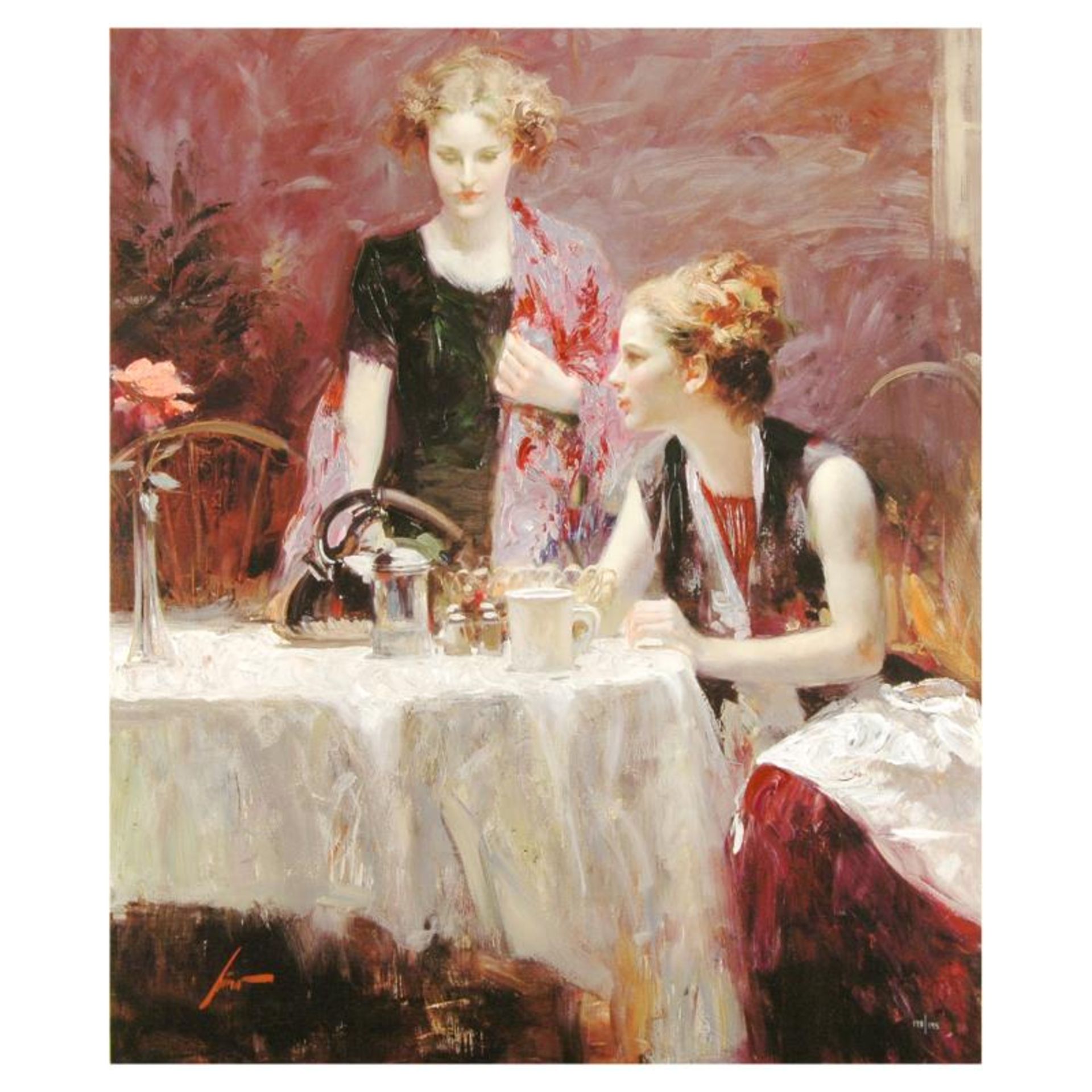 Pino (1931-2010), "After Dinner" Limited Edition on Canvas, Numbered and Hand Si