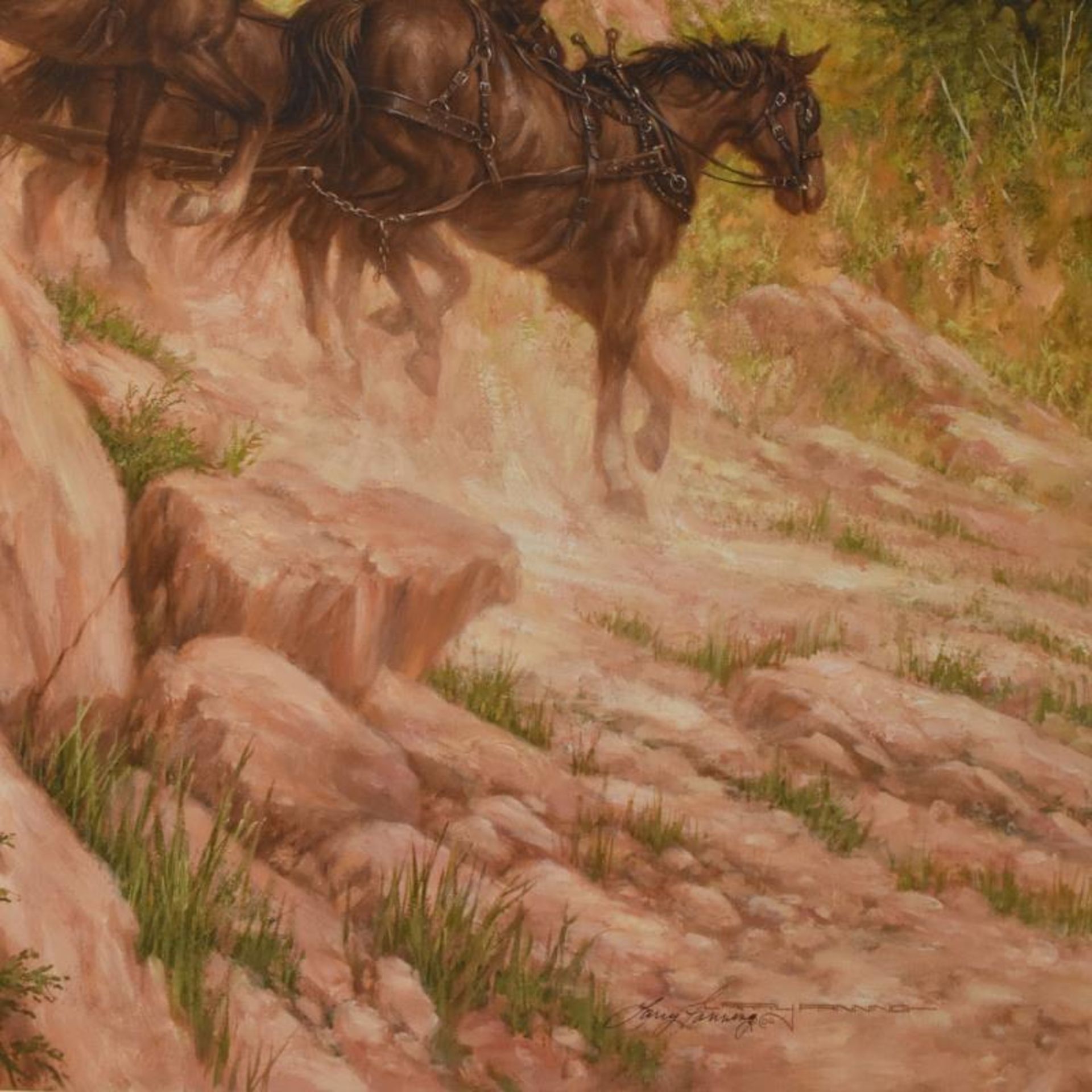 Larry Fanning, "Last Stage to Denver" Limited Edition on Canvas, APL Numbered an - Image 2 of 3