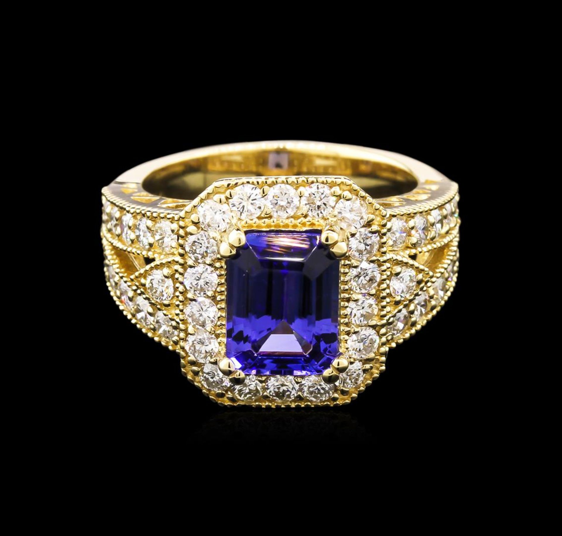 2.08 ctw Tanzanite and Diamond Ring - 14KT Yellow Gold - Image 2 of 3