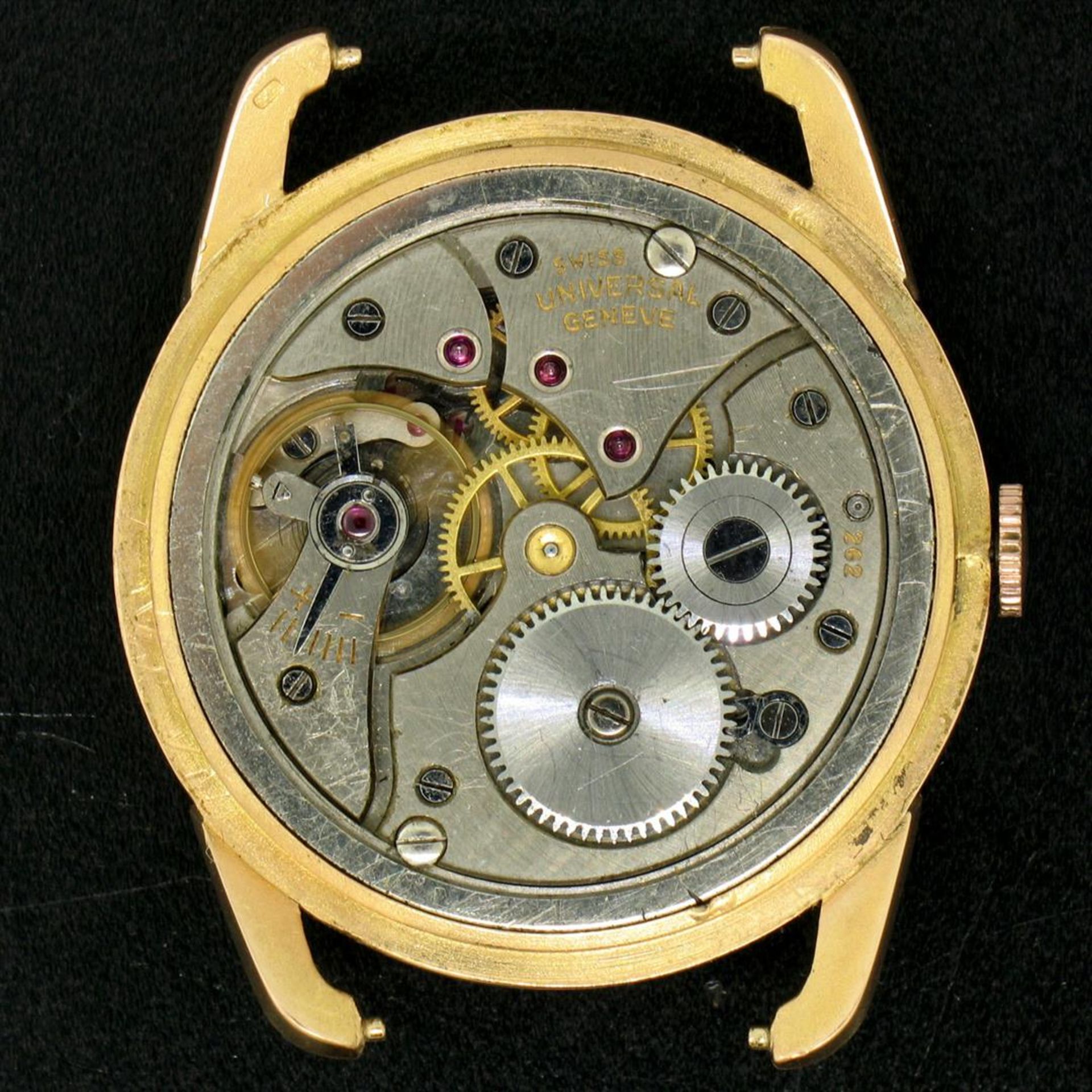 Vintage Men's 18k Rose Gold Universal Geneve Mechanical Wrist Watch w/ Fancy Lug - Image 7 of 8