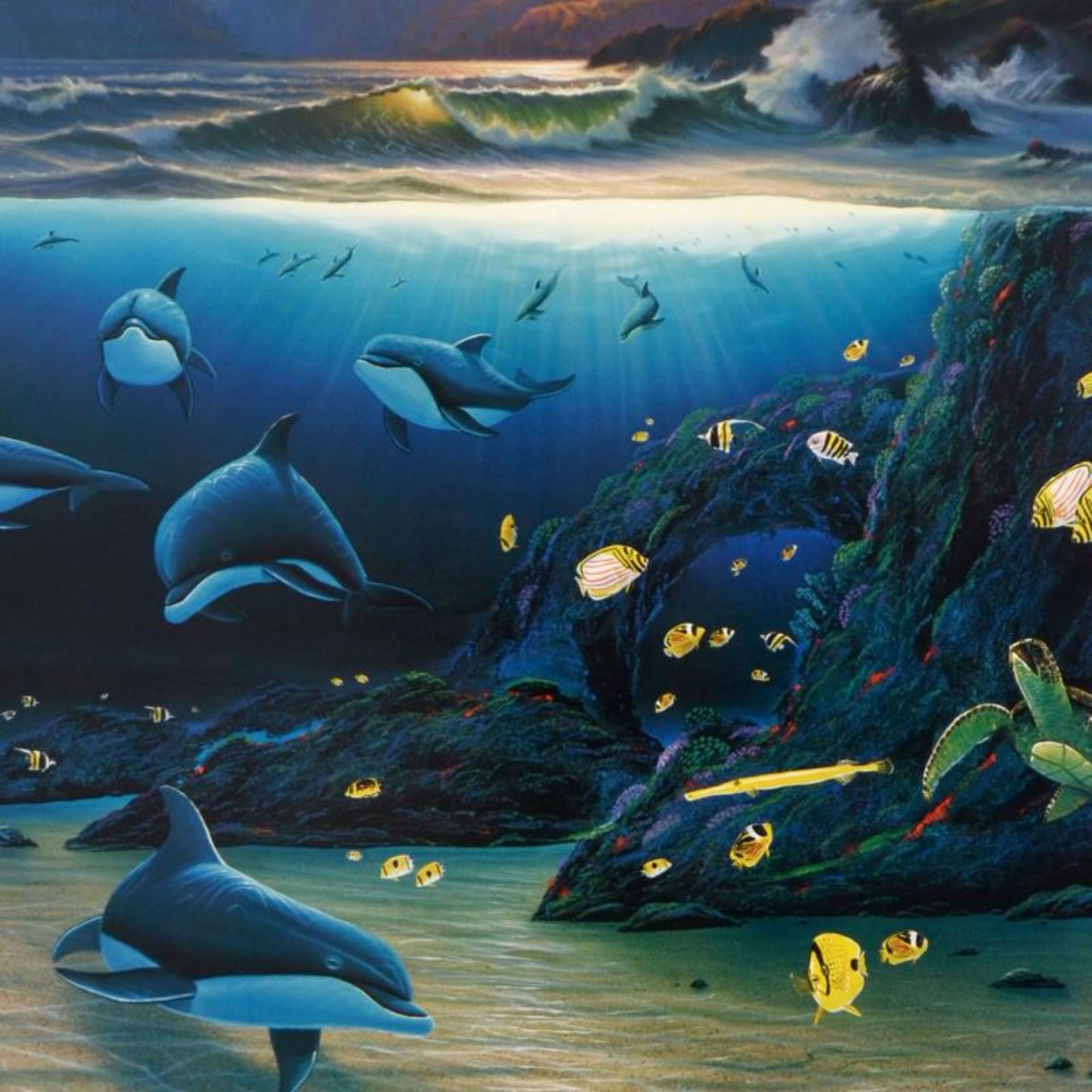 Wyland, "Moonlit Waters" Limited Edition Lithograph, Numbered and Hand Signed wi - Image 2 of 2