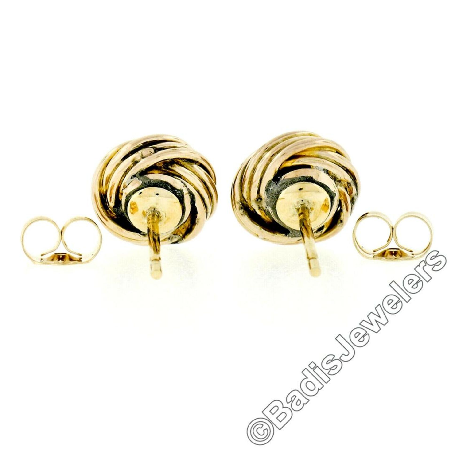 Victorian 14kt Yellow Gold 0.36 ctw Old Mine Cut Diamond Love Knot Stud Earrings - Image 5 of 5