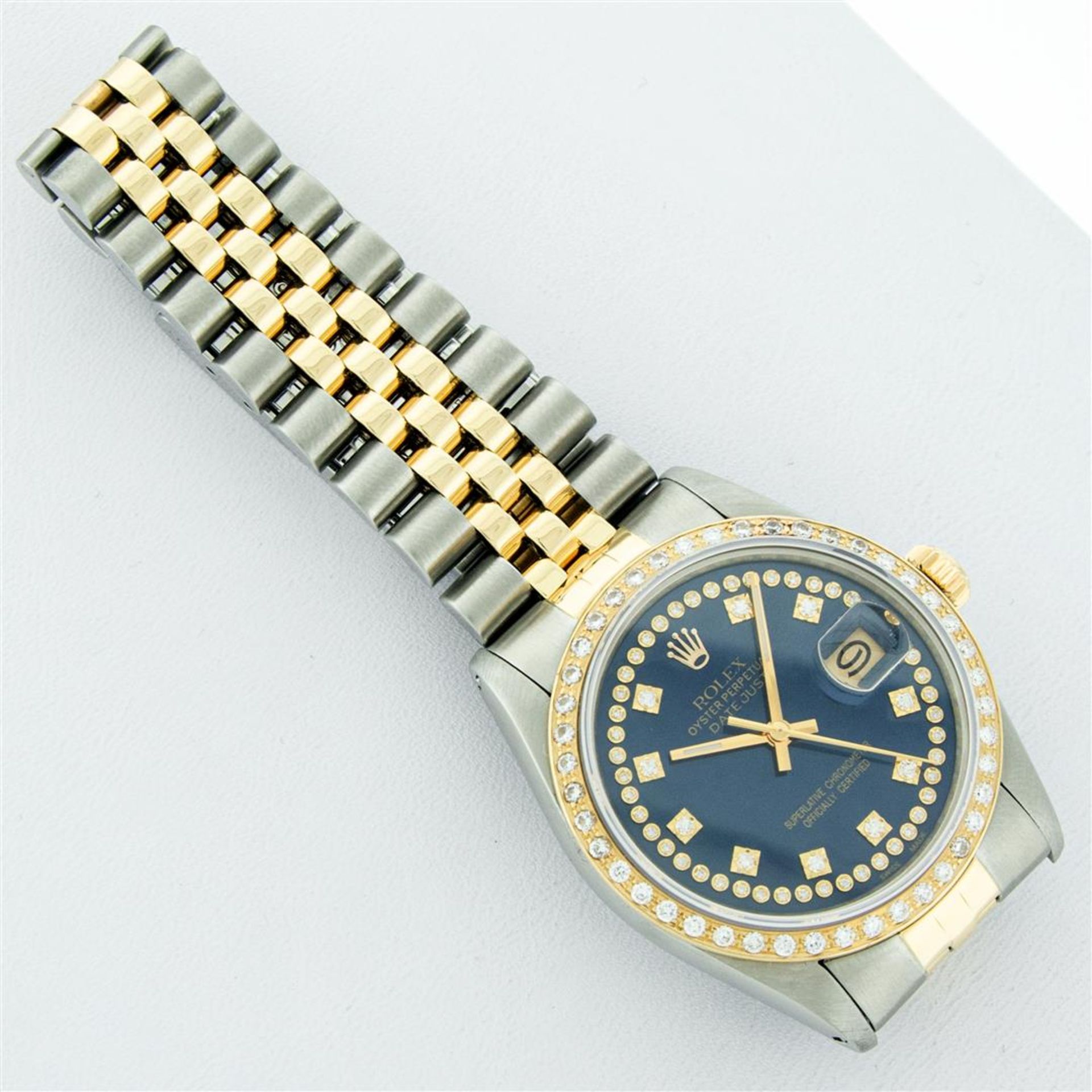 Rolex Mens 2 Tone Blue String VS Diamond Datejust Wristwatch Oyster Perpetual - Image 7 of 9