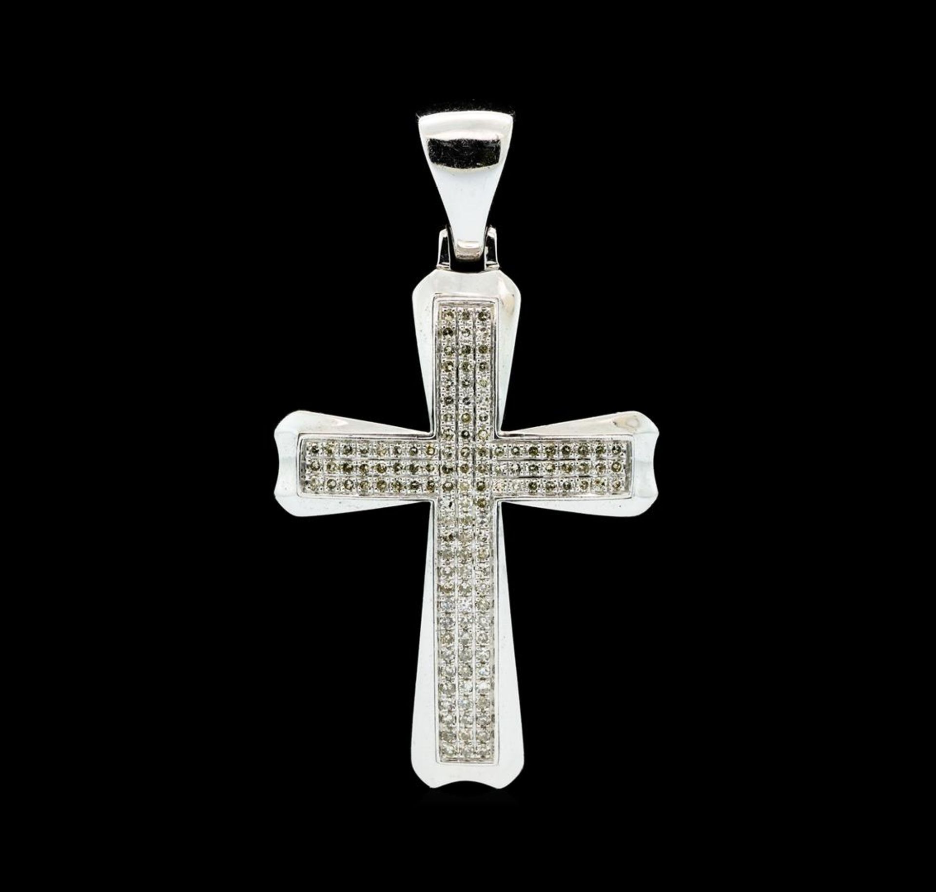 0.75 ctw Diamond Cross Pendant - 10KT White Gold