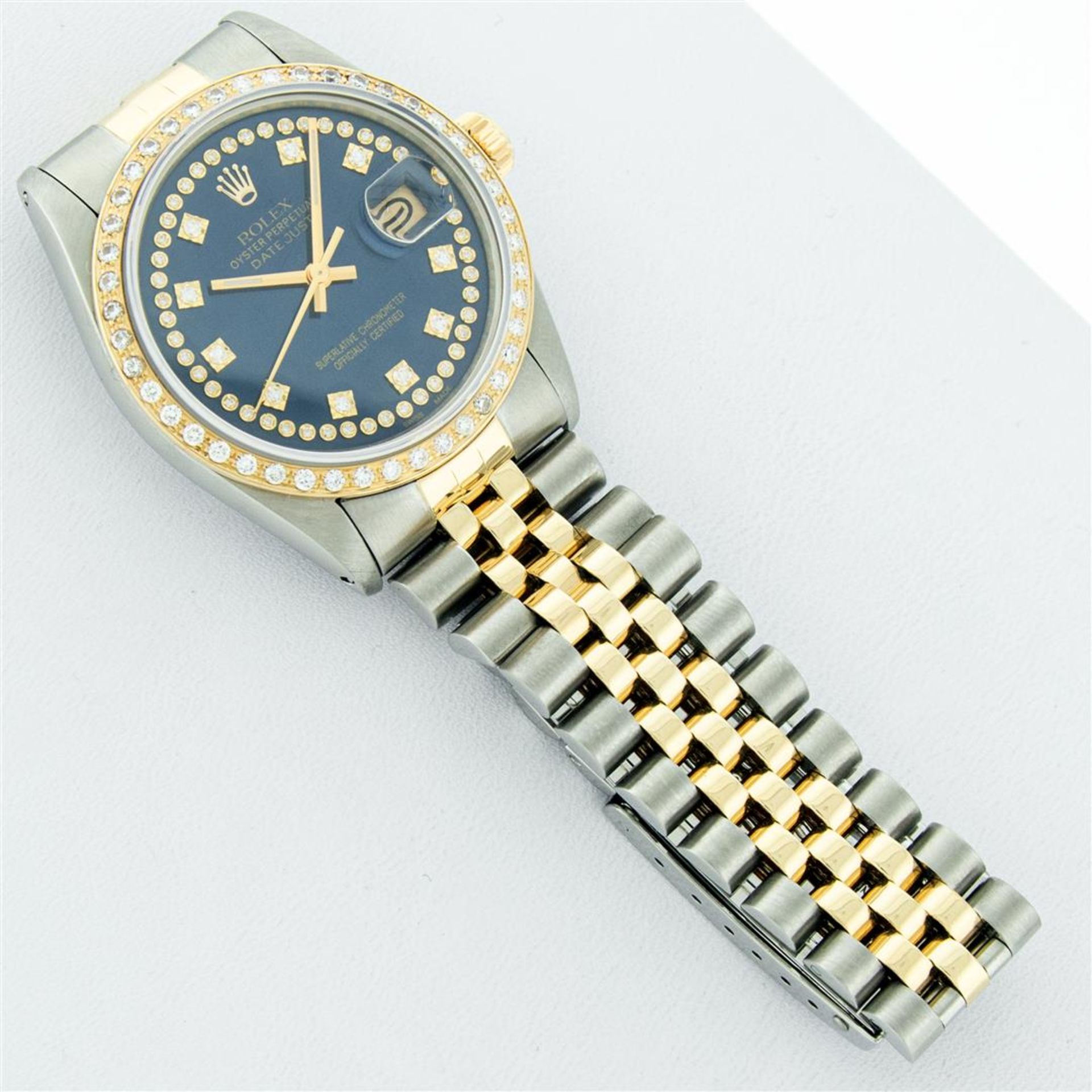 Rolex Mens 2 Tone Blue String VS Diamond Datejust Wristwatch Oyster Perpetual - Image 6 of 9