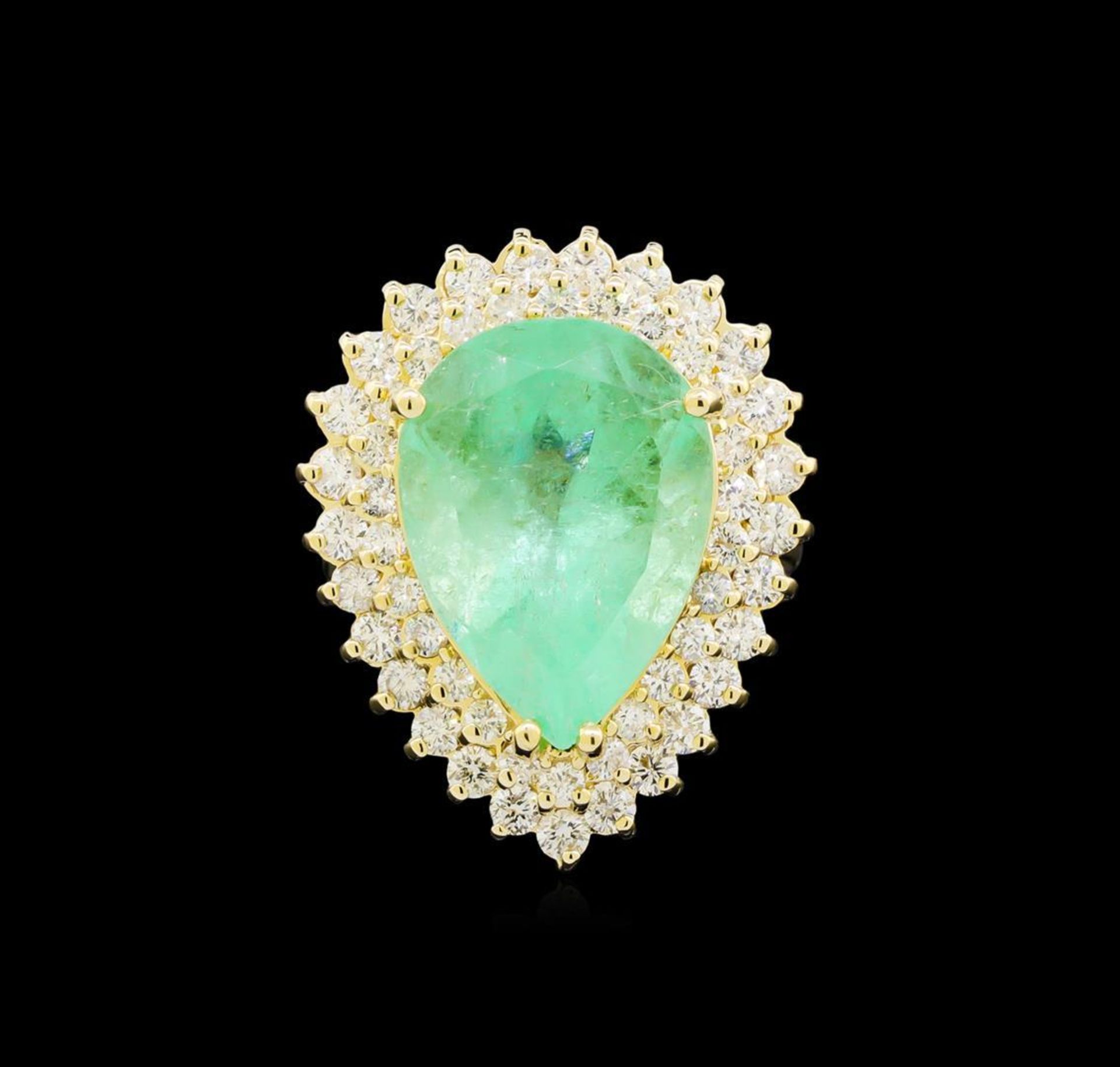 GIA Cert 9.78 ctw Emerald and Diamond Ring - 14KT Yellow Gold - Image 2 of 6