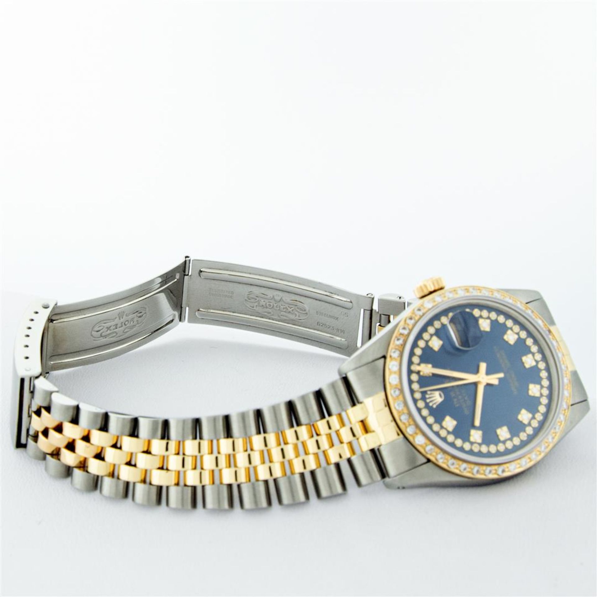 Rolex Mens 2 Tone Blue String VS Diamond Datejust Wristwatch Oyster Perpetual - Image 8 of 9