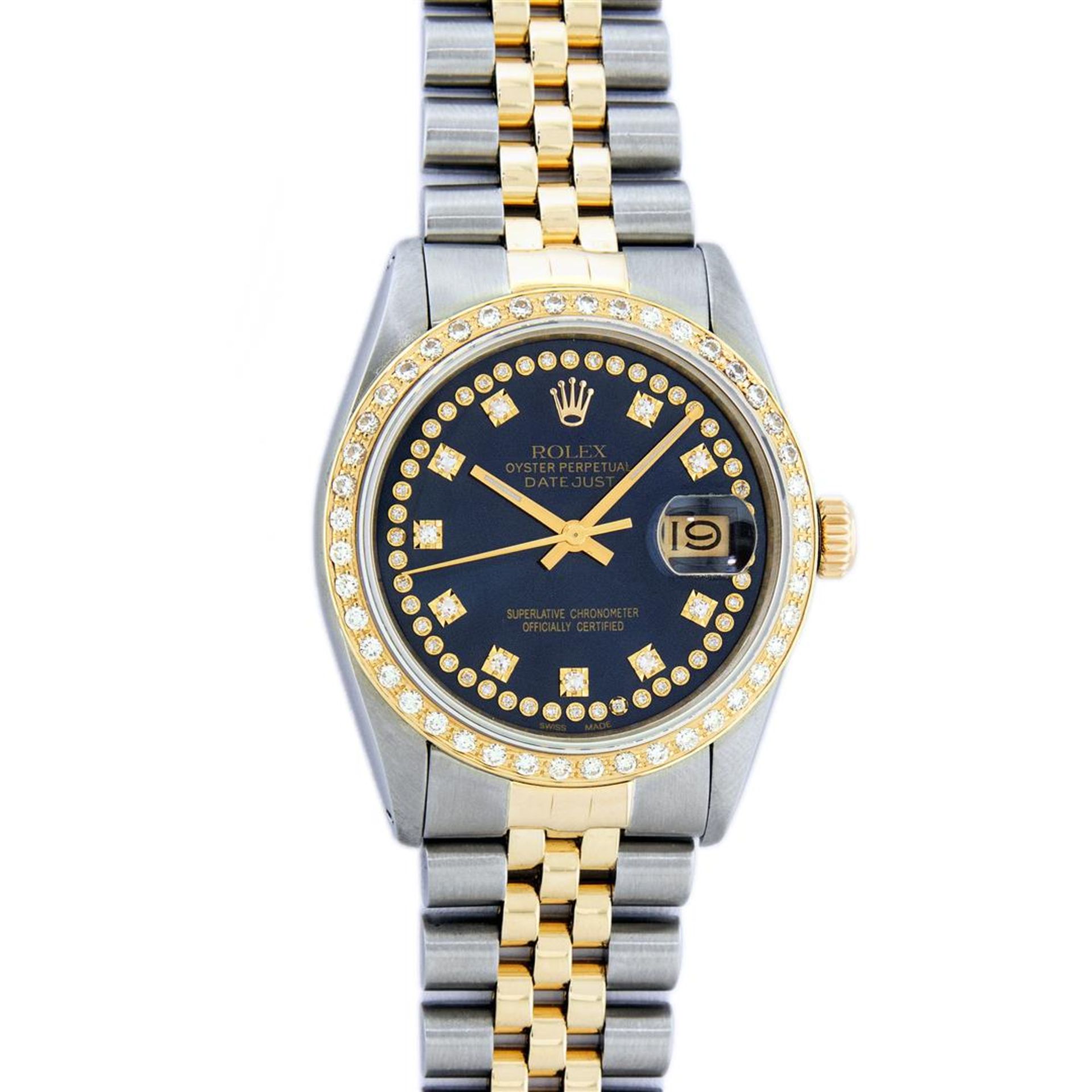 Rolex Mens 2 Tone Blue String VS Diamond Datejust Wristwatch Oyster Perpetual - Image 2 of 9