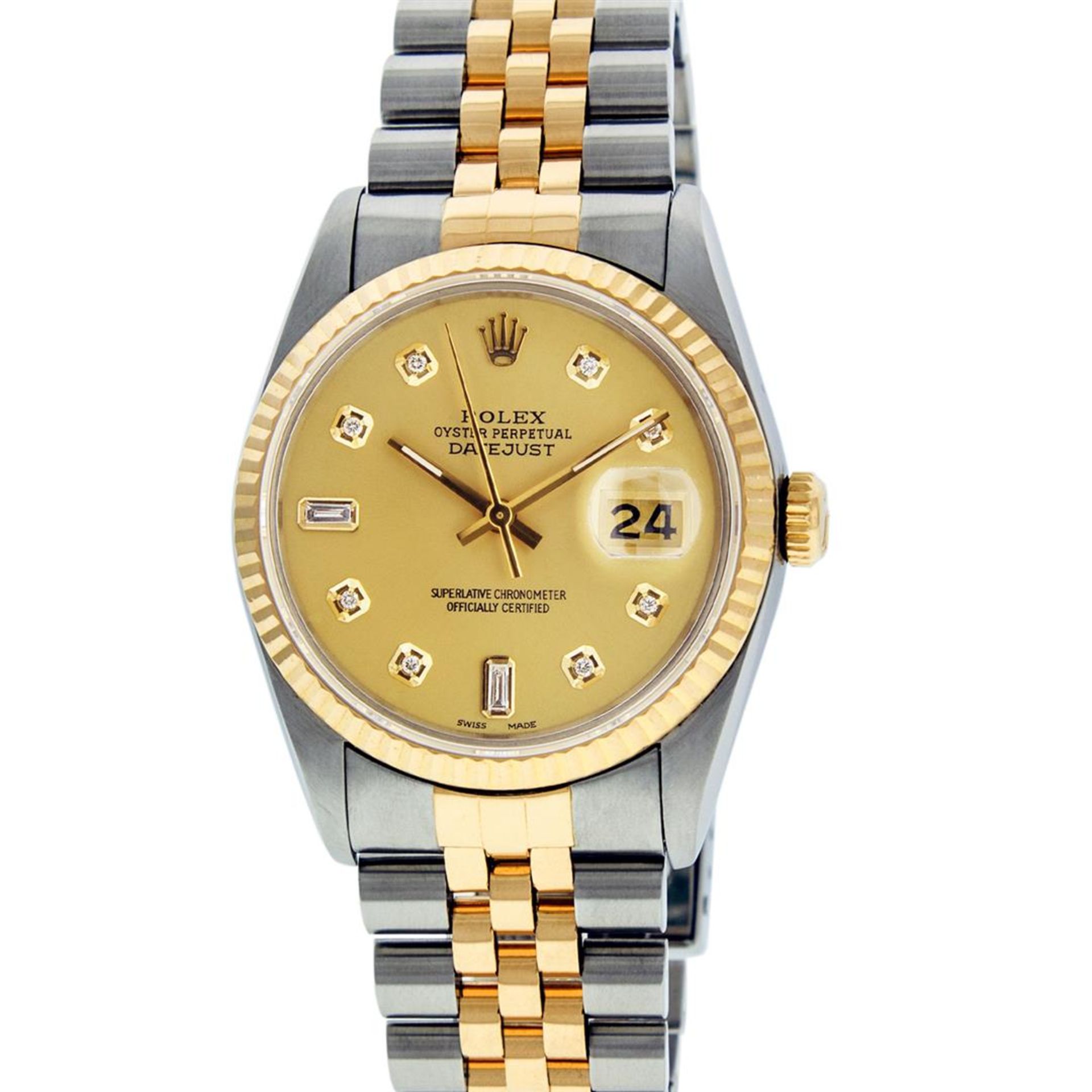 Rolex Mens 2 Tone Champagne Diamond 36MM Datejust Wristwatch - Image 3 of 9