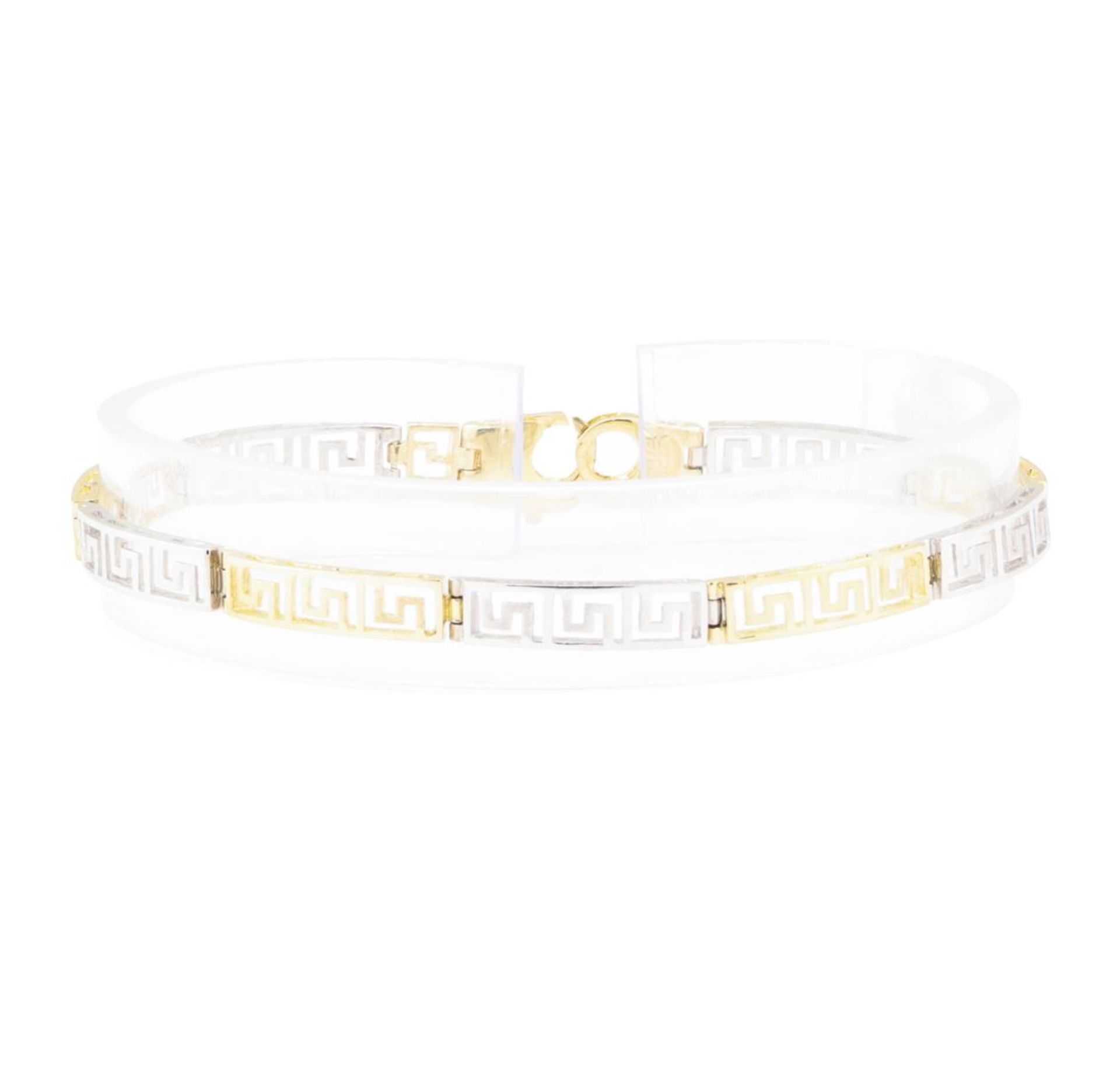 Greek Key Bracelet - 14KT Yellow and White Gold