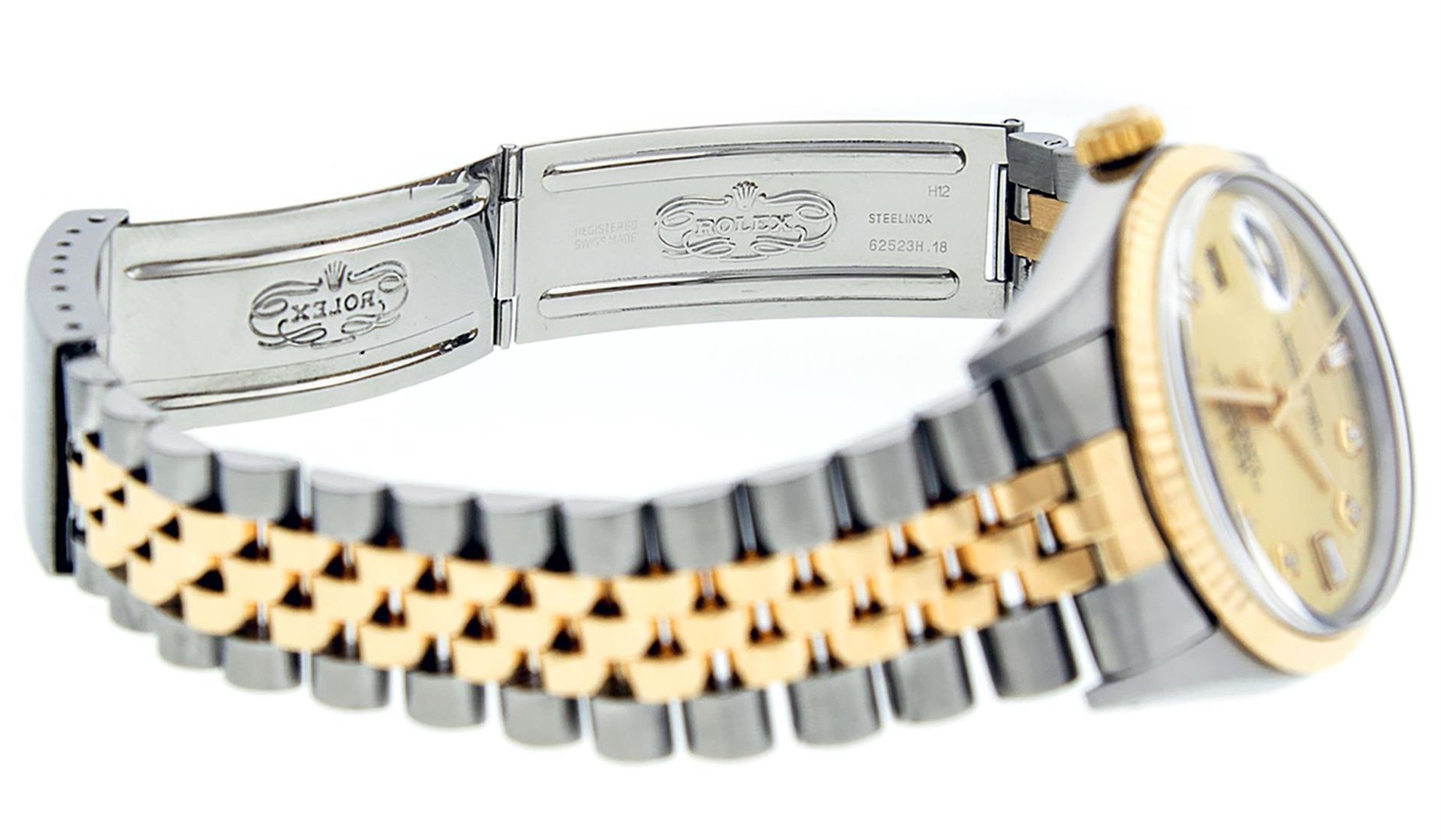 Rolex Mens 2 Tone Champagne Diamond 36MM Datejust Wristwatch - Image 9 of 9