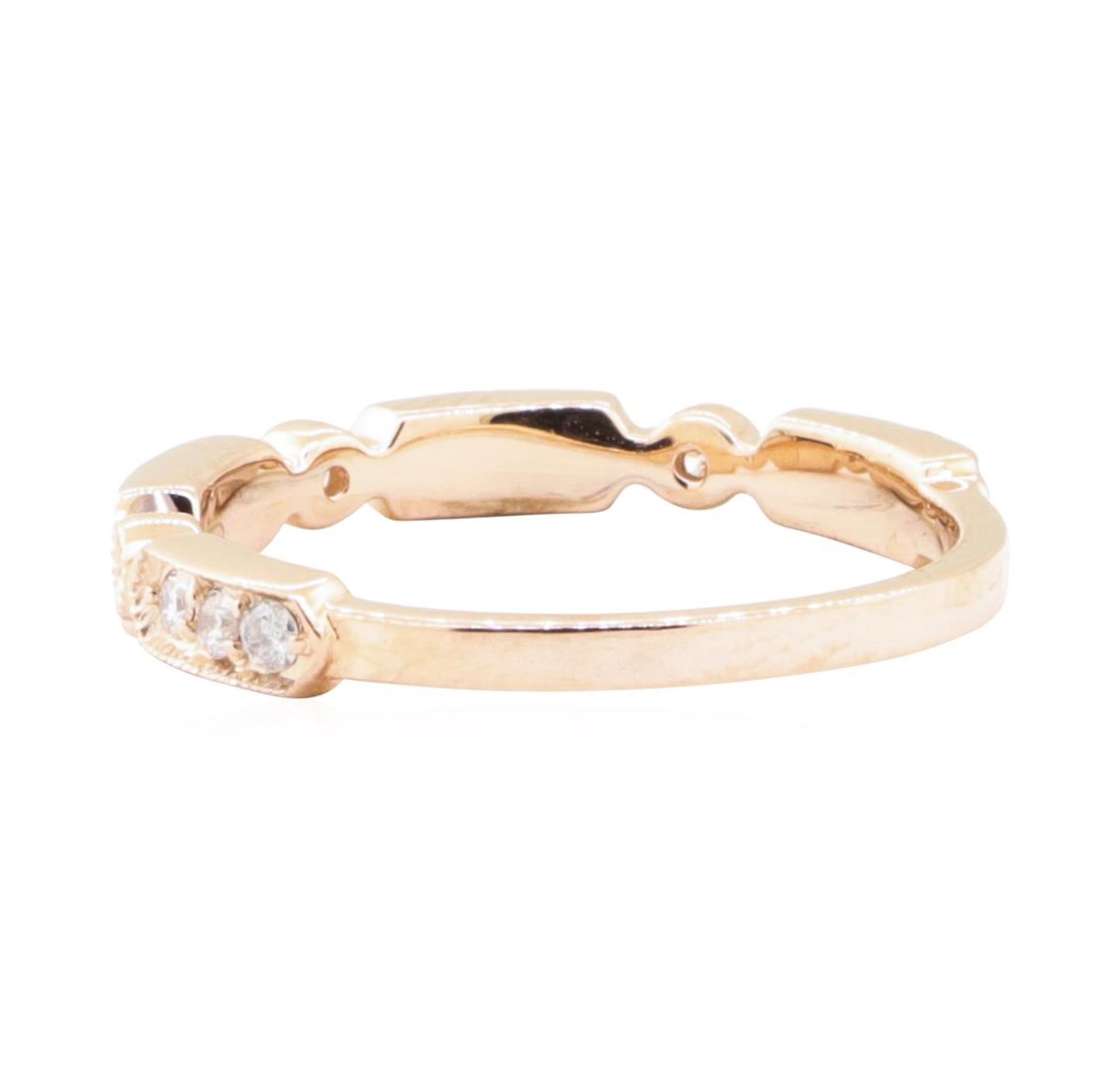 0.25 ctw Diamond Straight Line Station Ring with Milgrain Detailing - 14KT Rose - Image 3 of 4