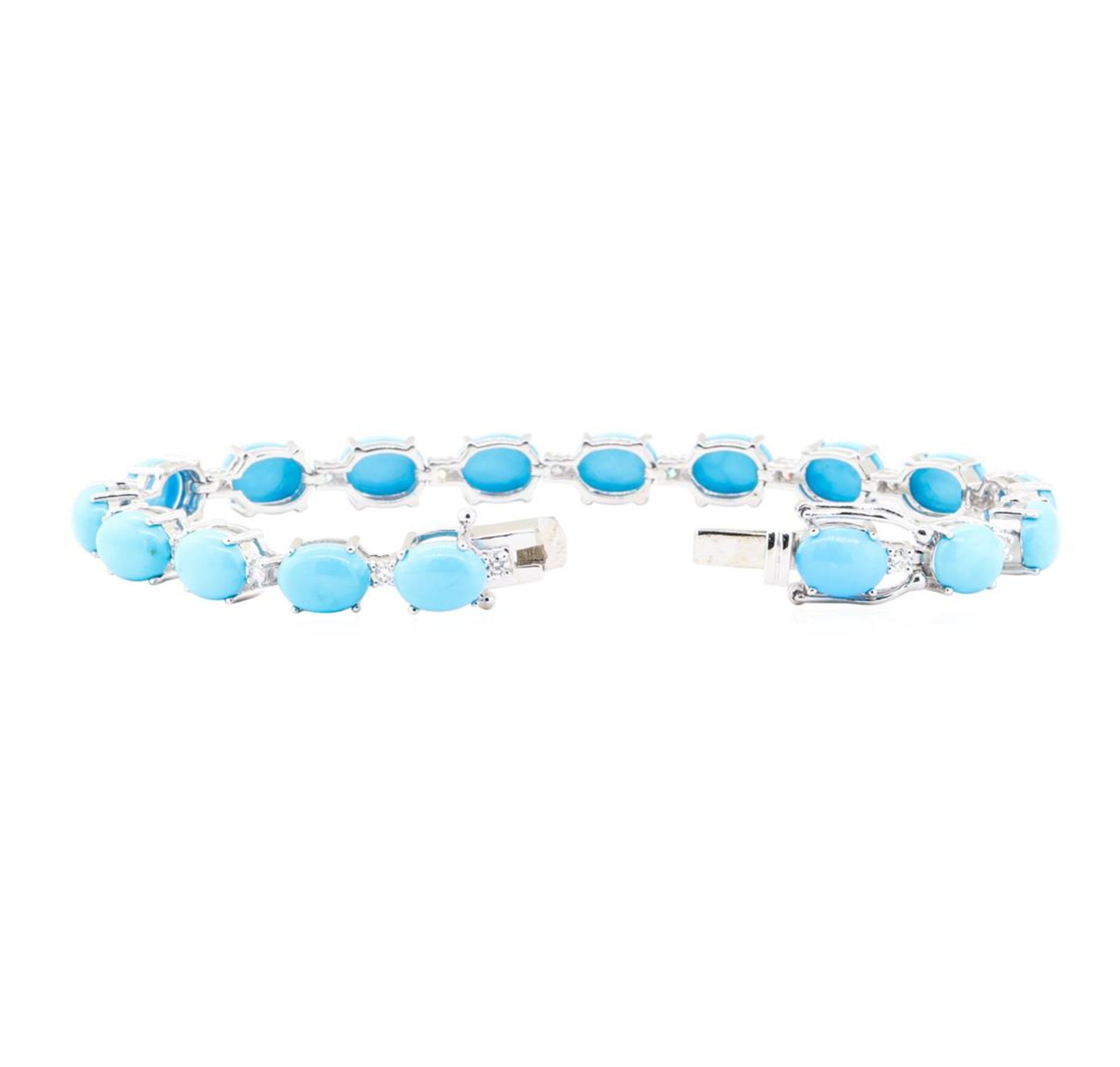 20.36 ctw Turquoise And Diamond Bracelet - 14KT White Gold - Image 3 of 4