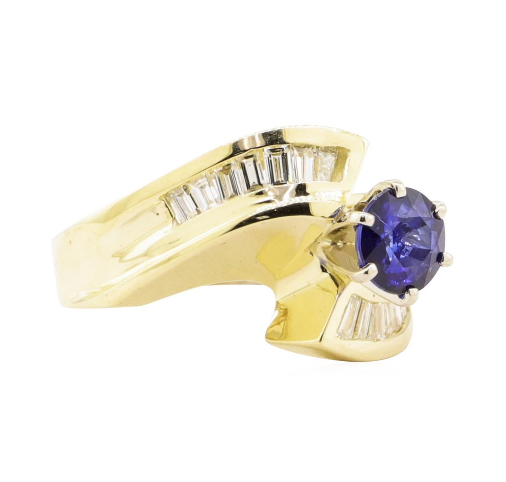 1.51 ctw Blue Sapphire And Diamond Ring - 14KT Yellow Gold