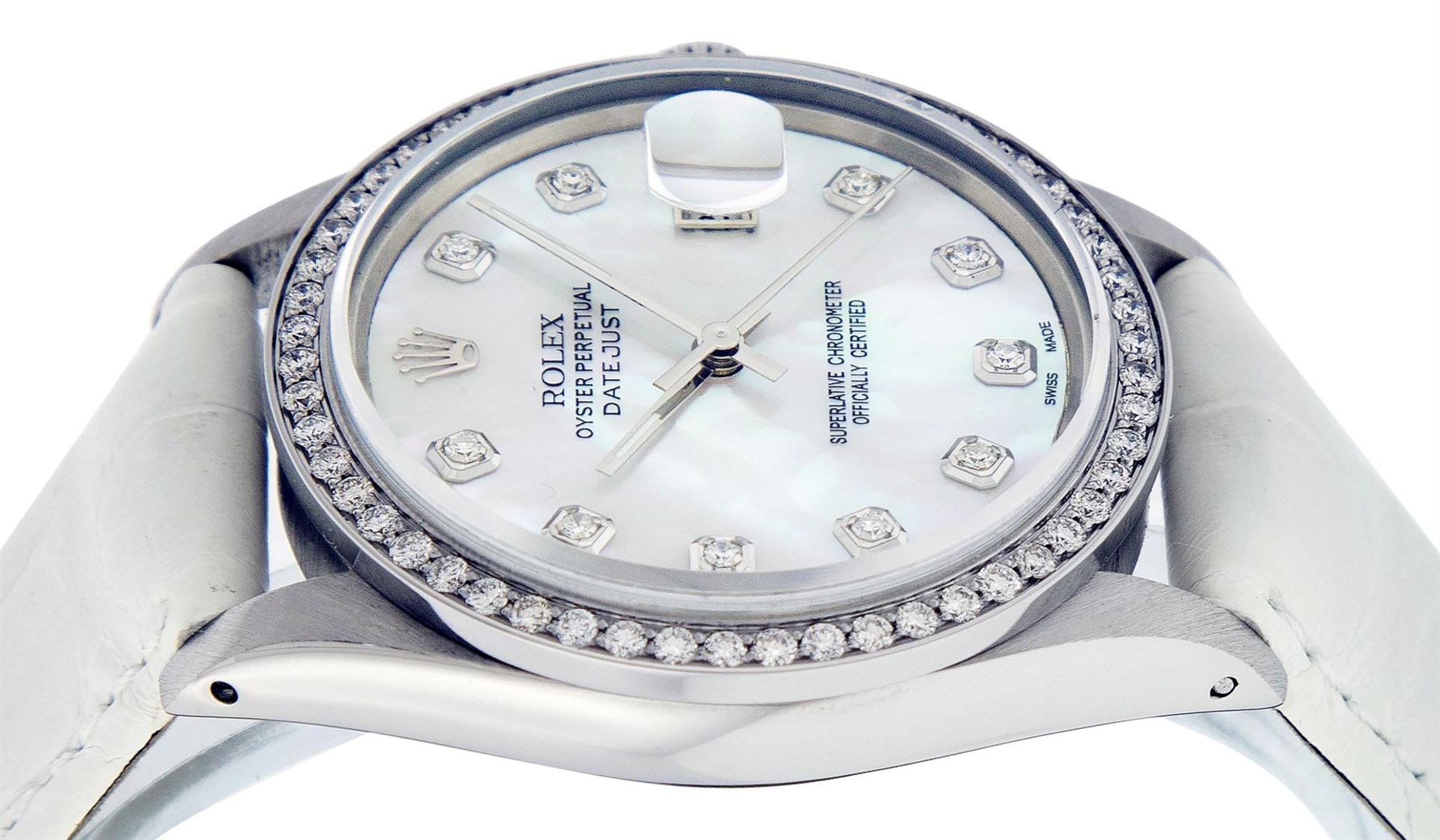 Rolex Mens Stainless Steel Mother Of Pearl Diamond 36MM Datejust Wristwatch With - Image 6 of 7