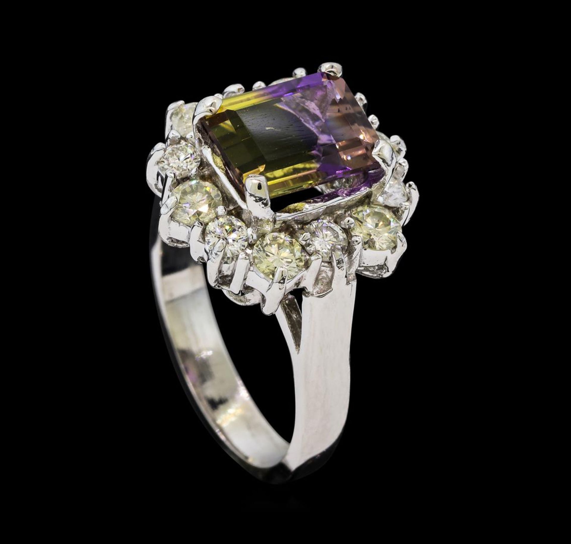 2.50 ctw Ametrine Quartz and Diamond Ring - 14KT White Gold - Image 4 of 4