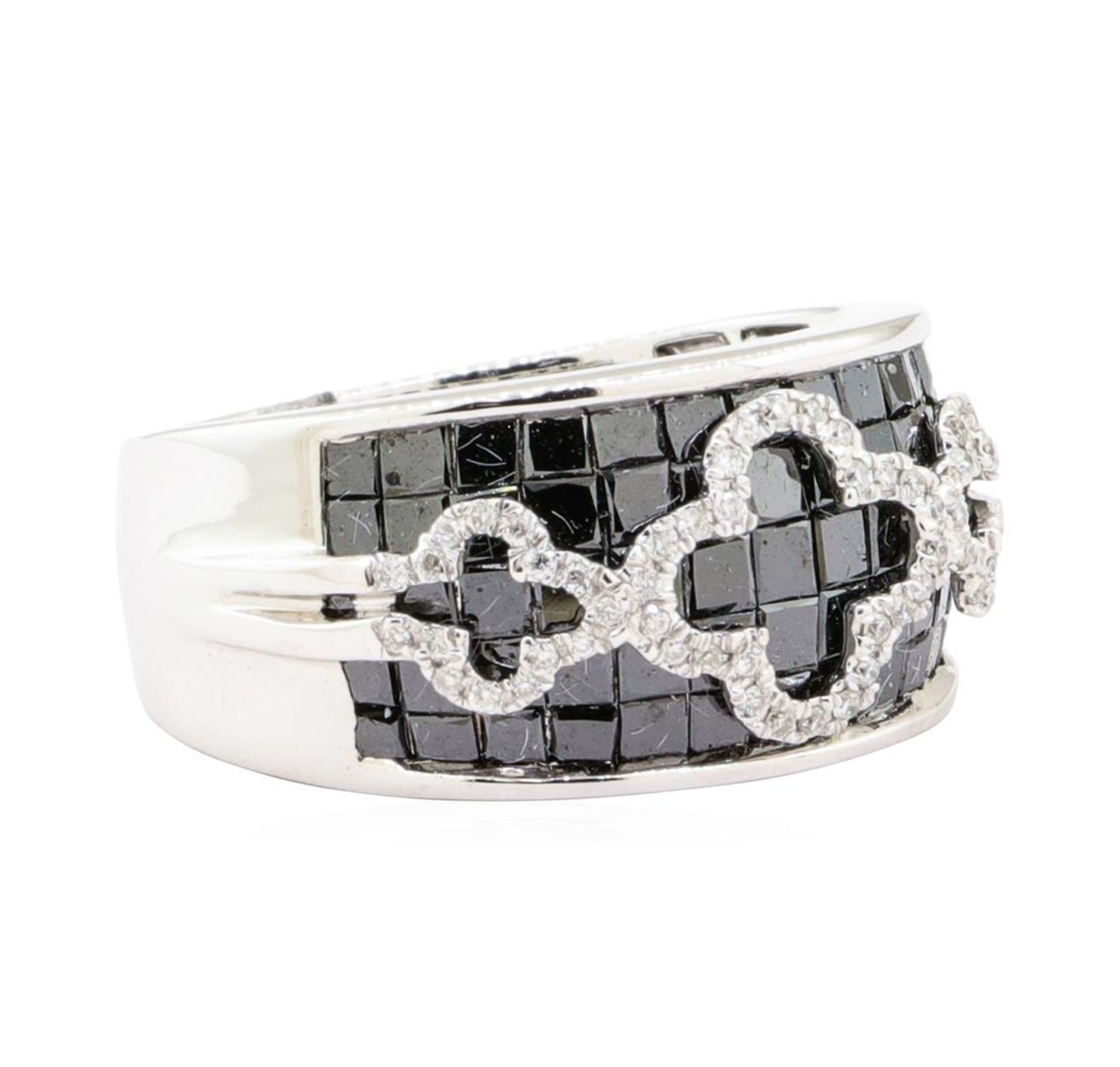 2.91 ctw Black and White Diamond Ring - 14KT White Gold