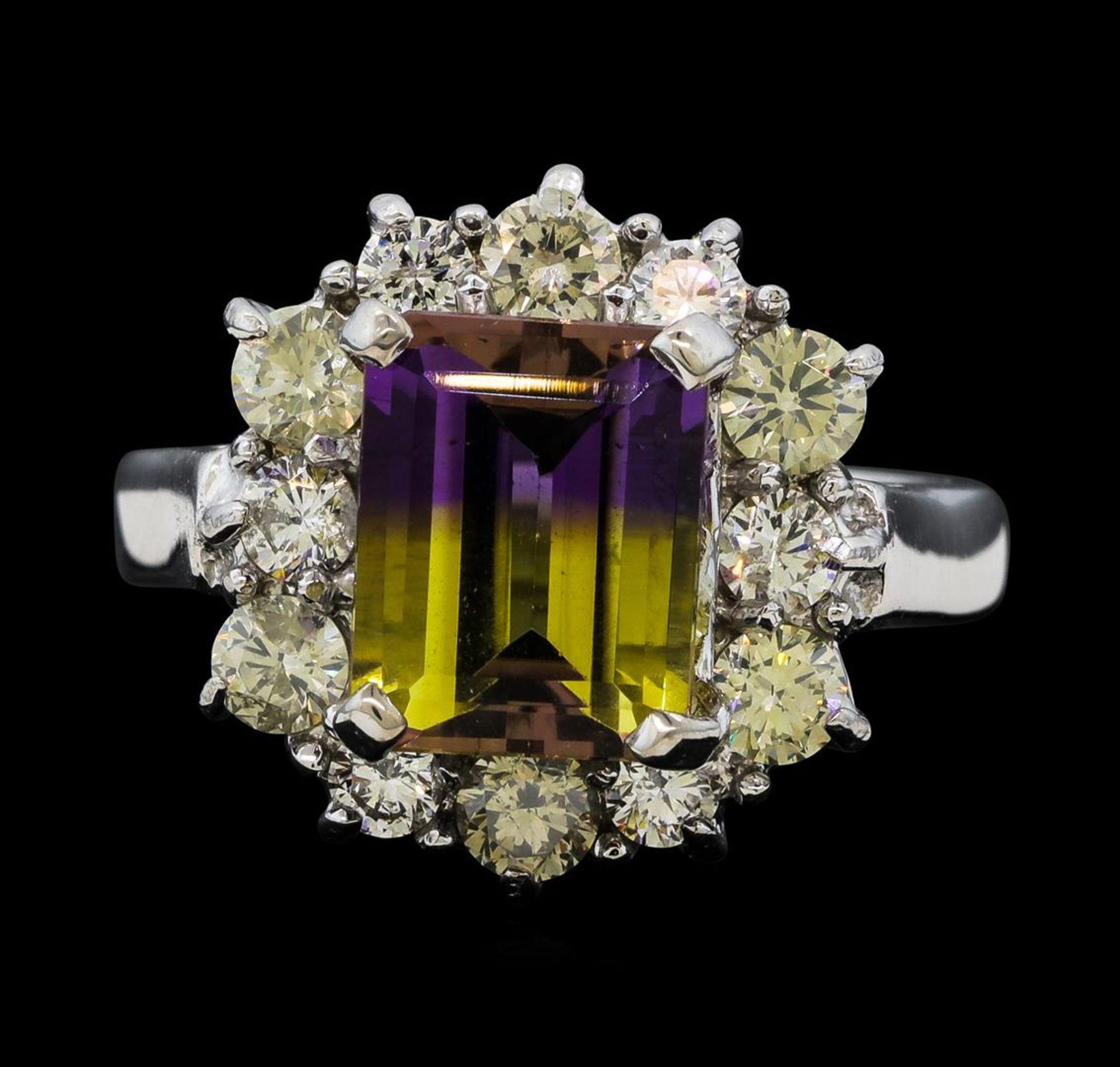 2.50 ctw Ametrine Quartz and Diamond Ring - 14KT White Gold - Image 2 of 4