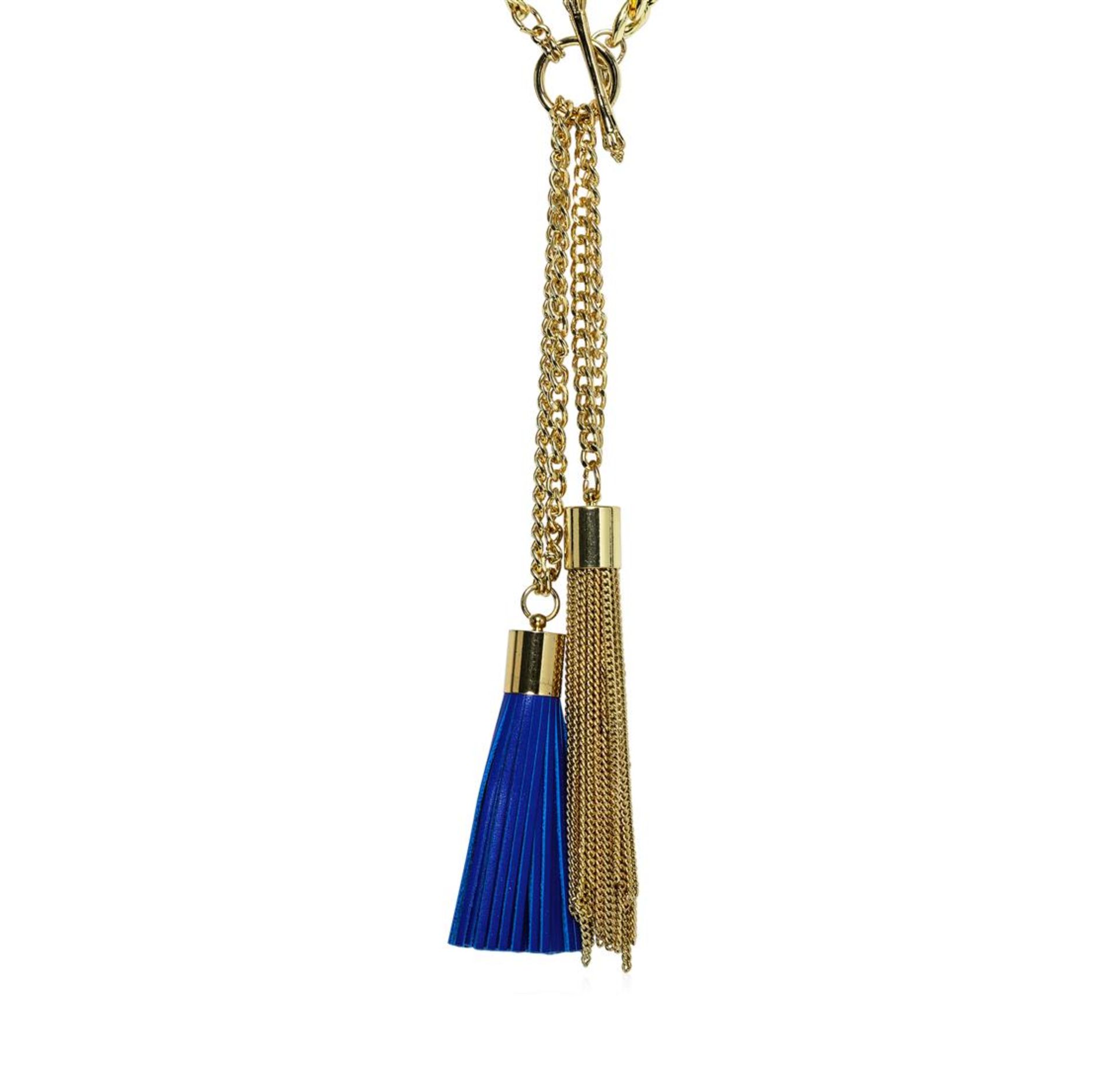 Double Leather Tassel Chain Necklace - Gold Plated - Image 2 of 2