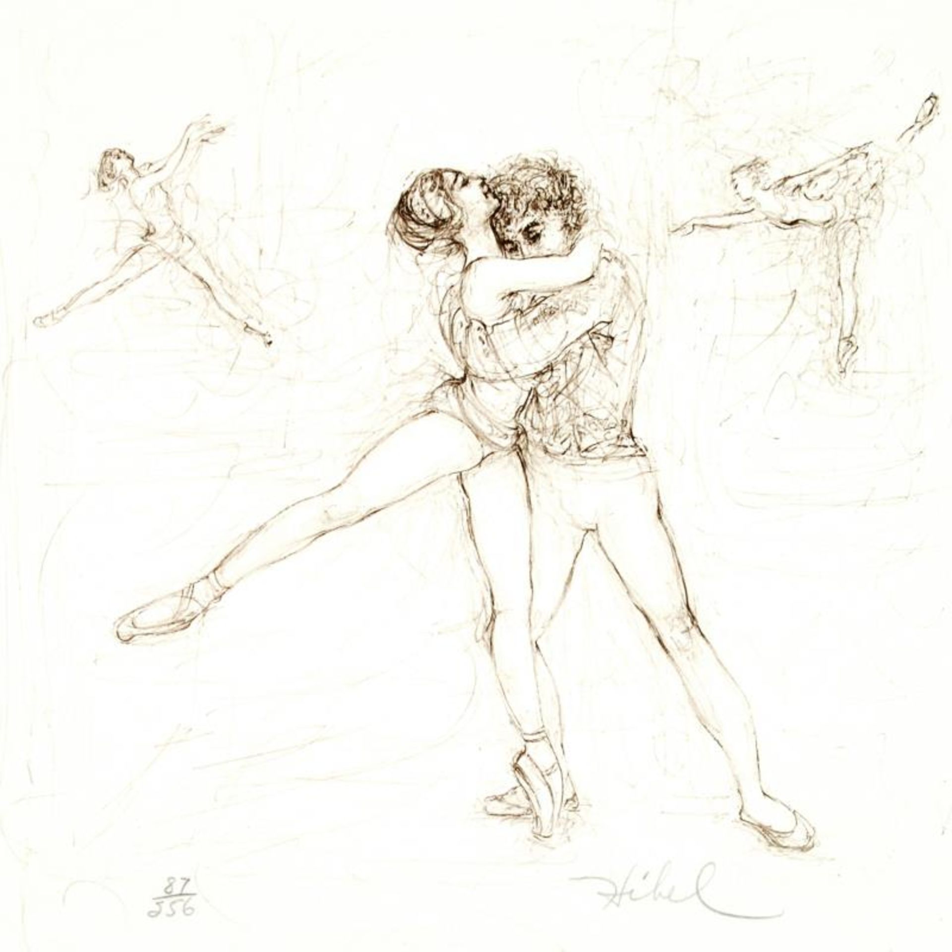 "Pas de Deux" Limited Edition Lithograph by Edna Hibel (1917-2014), Numbered and - Image 2 of 2