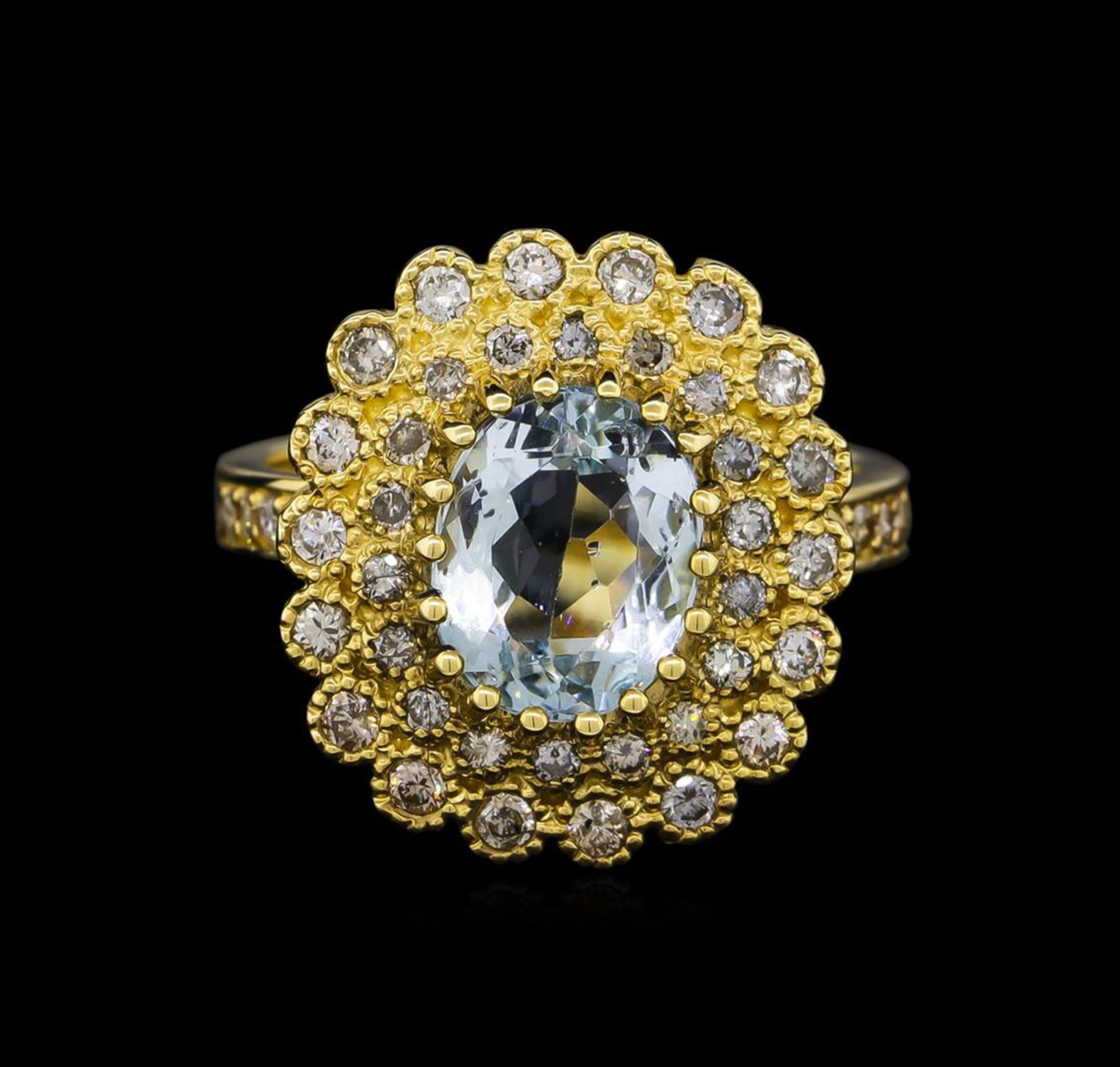 14KT Yellow Gold 2.27 ctw Aquamarine and Diamond Ring - Image 2 of 5