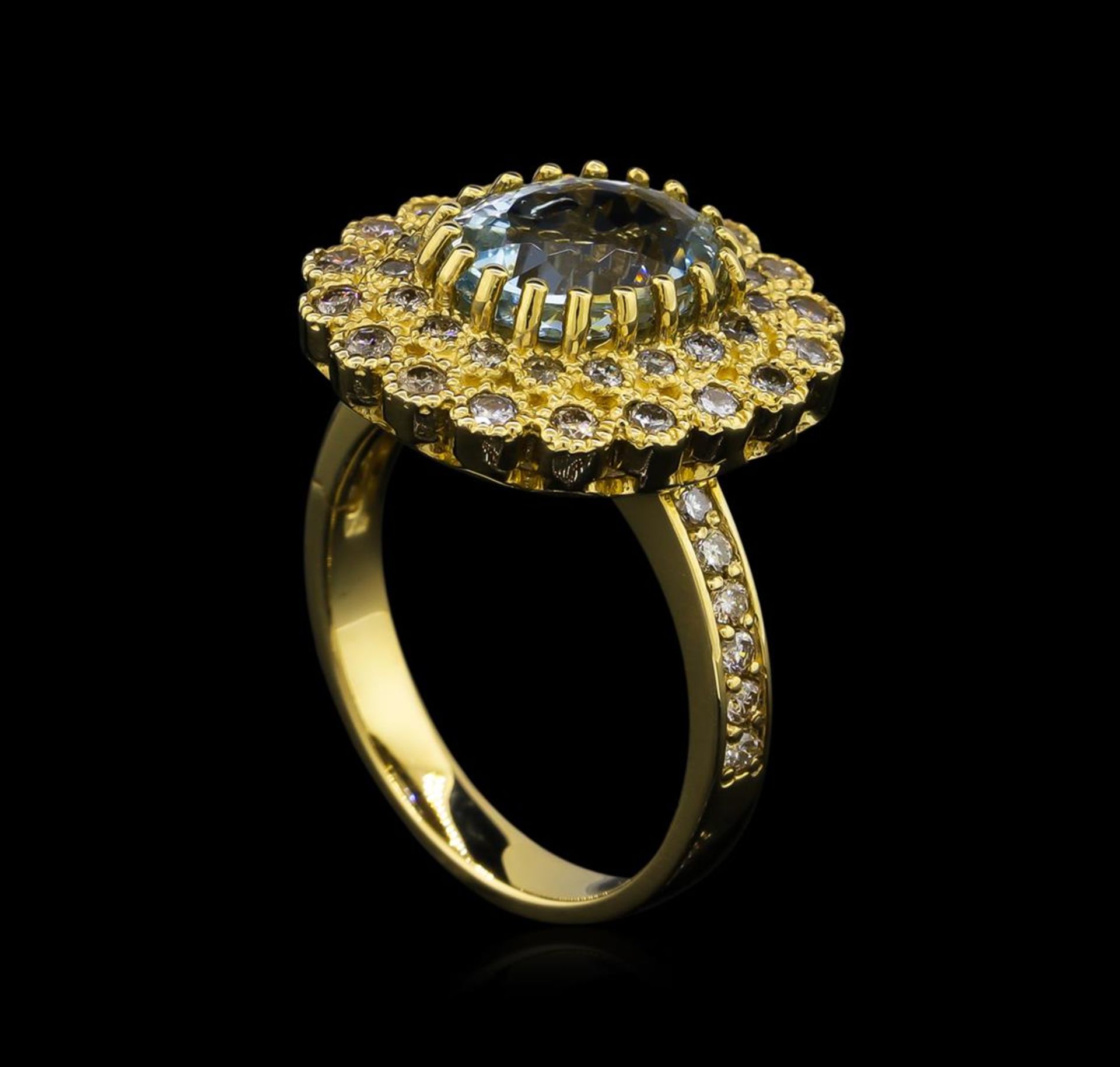 14KT Yellow Gold 2.27 ctw Aquamarine and Diamond Ring - Image 4 of 5