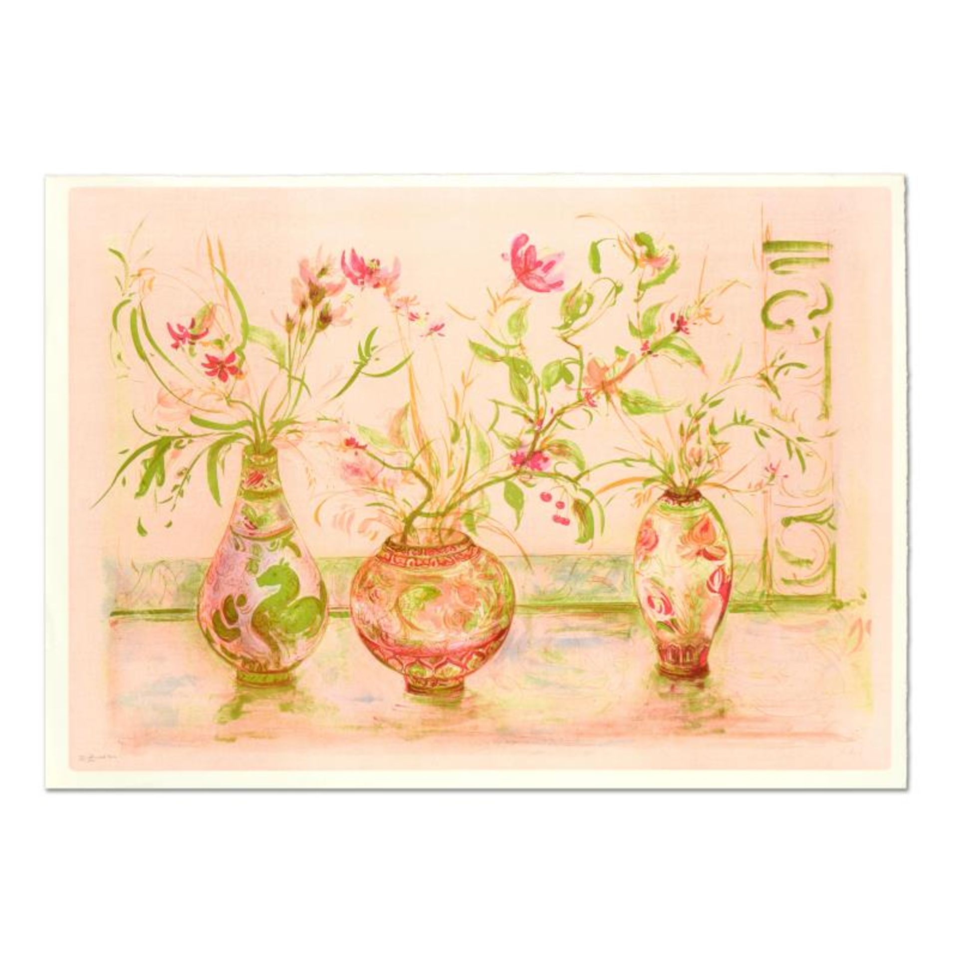 Edna Hibel (1917-2014), "Chinese Vase" Limited Edition Lithograph (41.5" x 29.5"