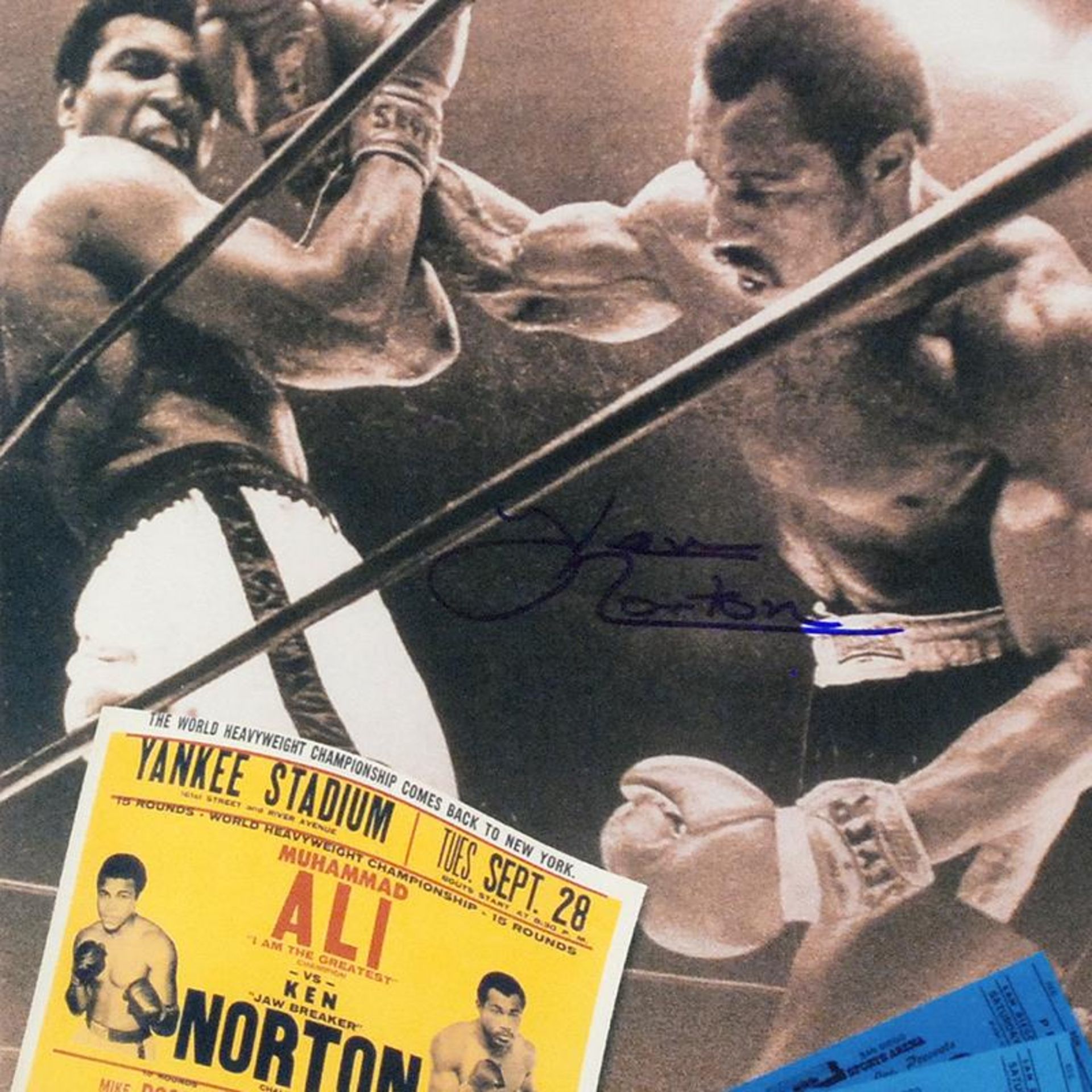 Must-Have Signed Sports Photo Collage. "Ken Norton and Ali Ticket" Hand-Autograp - Image 2 of 2