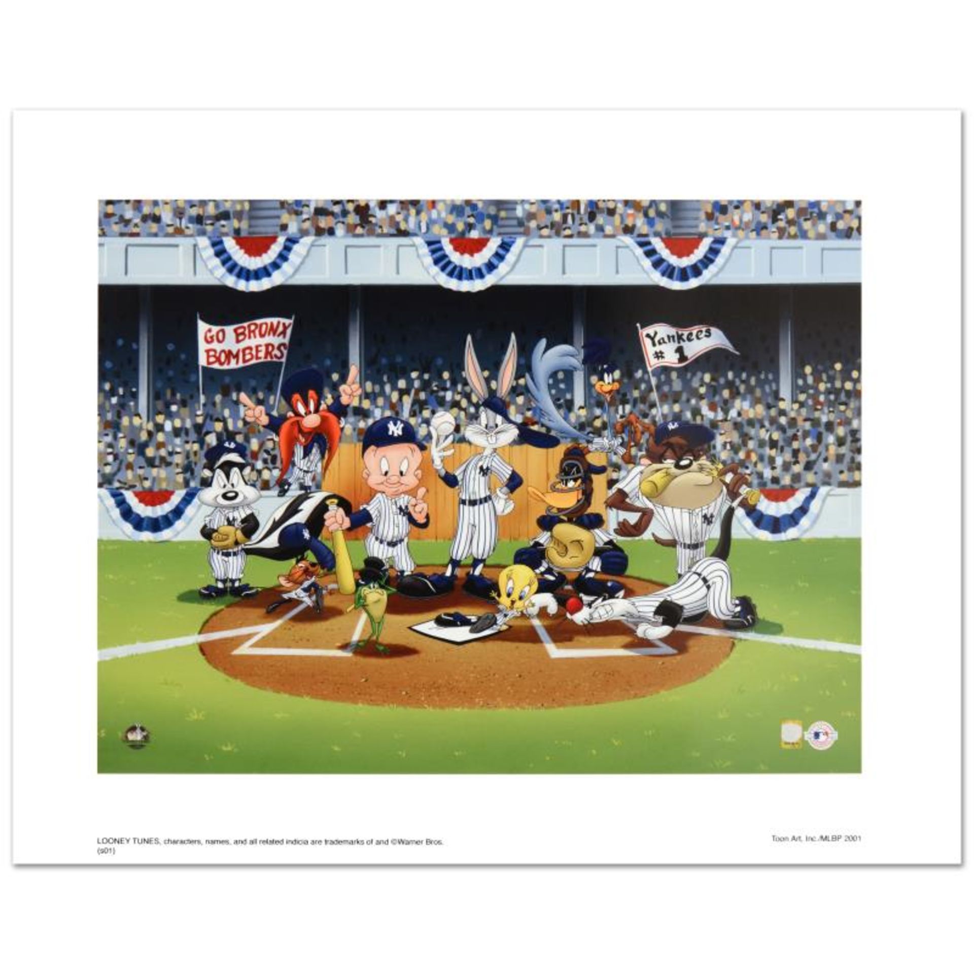 "Line Up At The Plate (Yankees)" is a Collectible Lithograph from Warner Bros. w