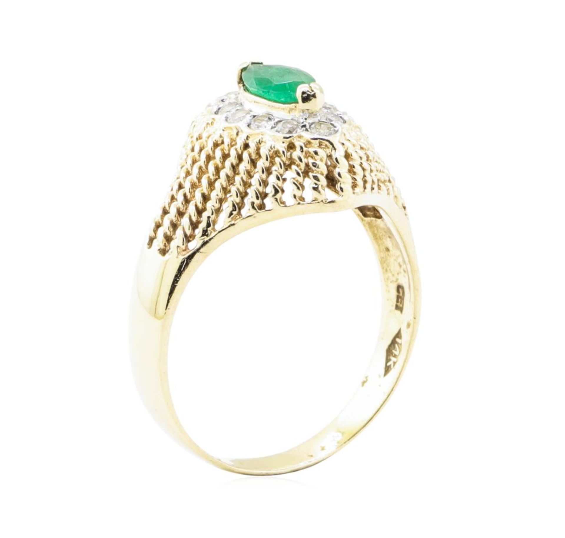 0.65 ctw Emerald And Diamond Ring - 14KT Yellow And White Gold - Image 4 of 5