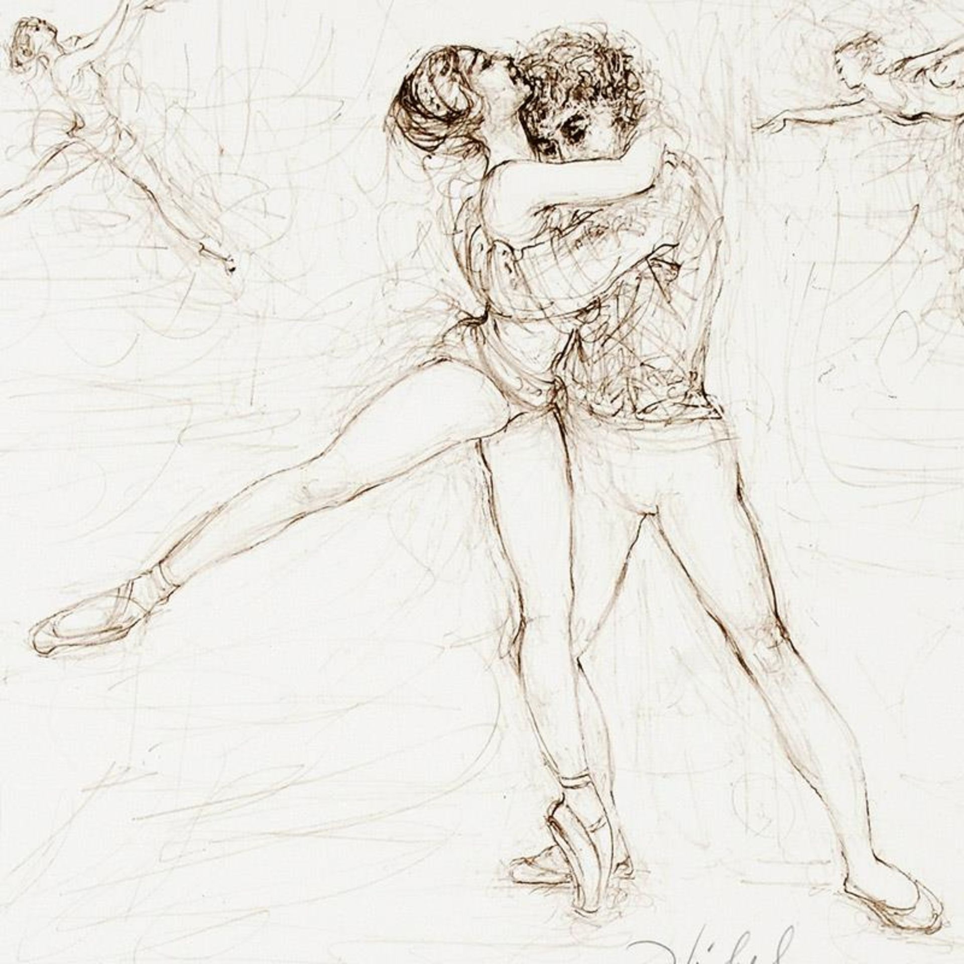 "Pas de Deux" Limited Edition Lithograph by Edna Hibel (1917-2014), Numbered and - Image 2 of 2