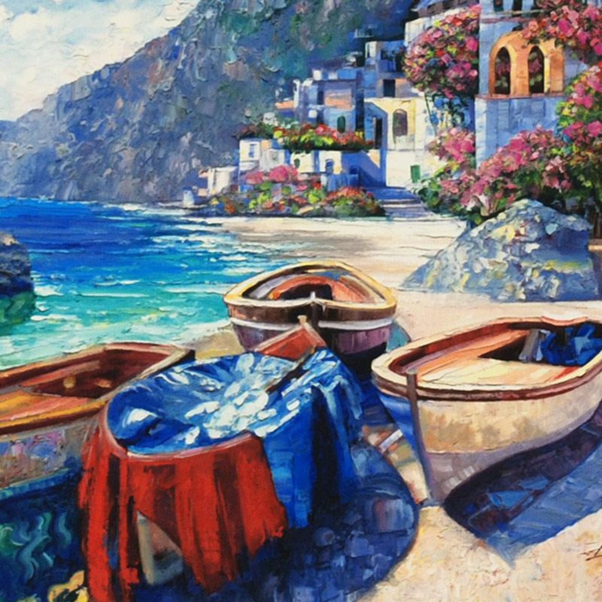 "Memories of Capri" Limited Edition Hand Embellished Giclee on Canvas by Howard - Image 2 of 2