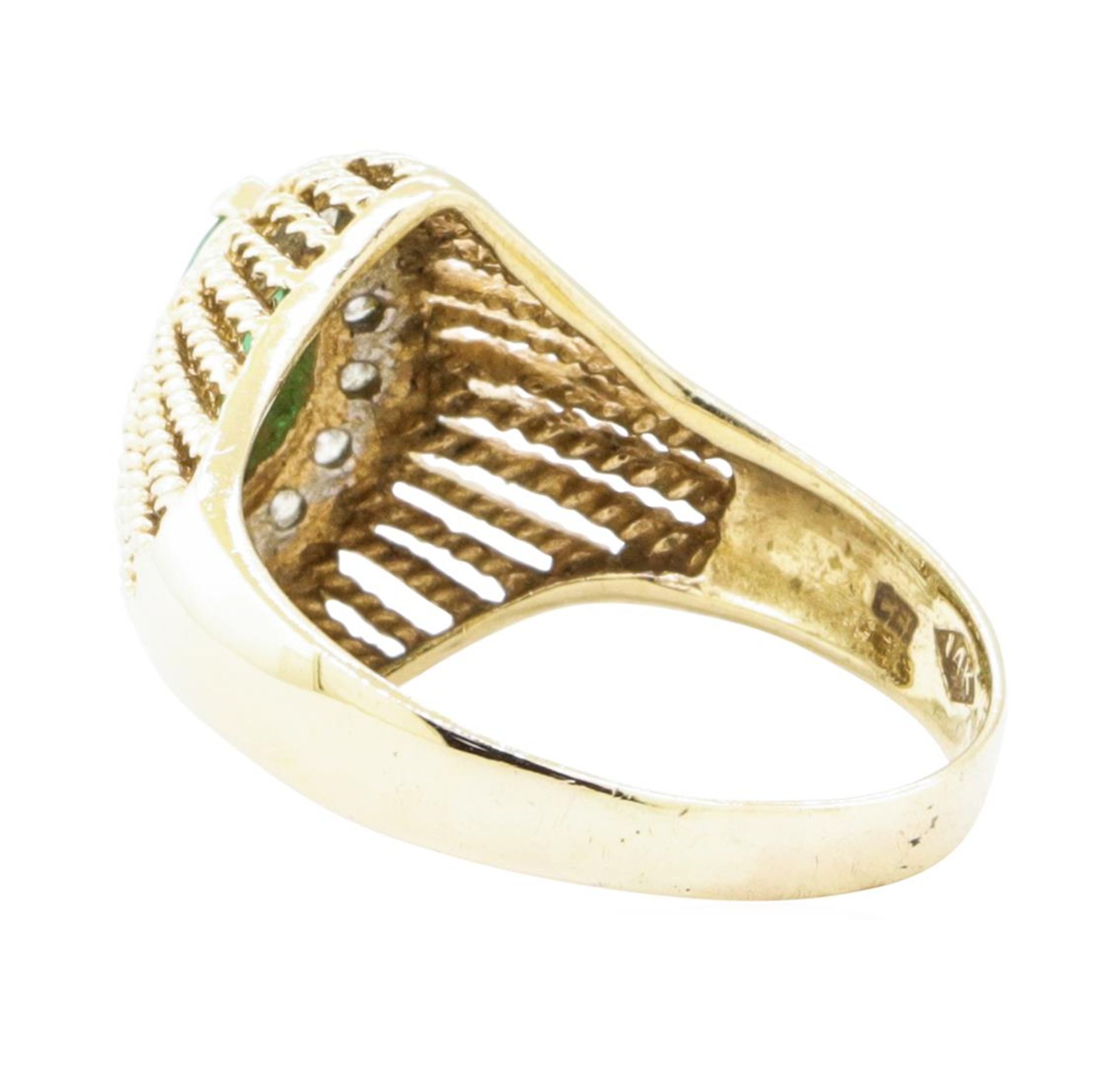 0.65 ctw Emerald And Diamond Ring - 14KT Yellow And White Gold - Image 3 of 5