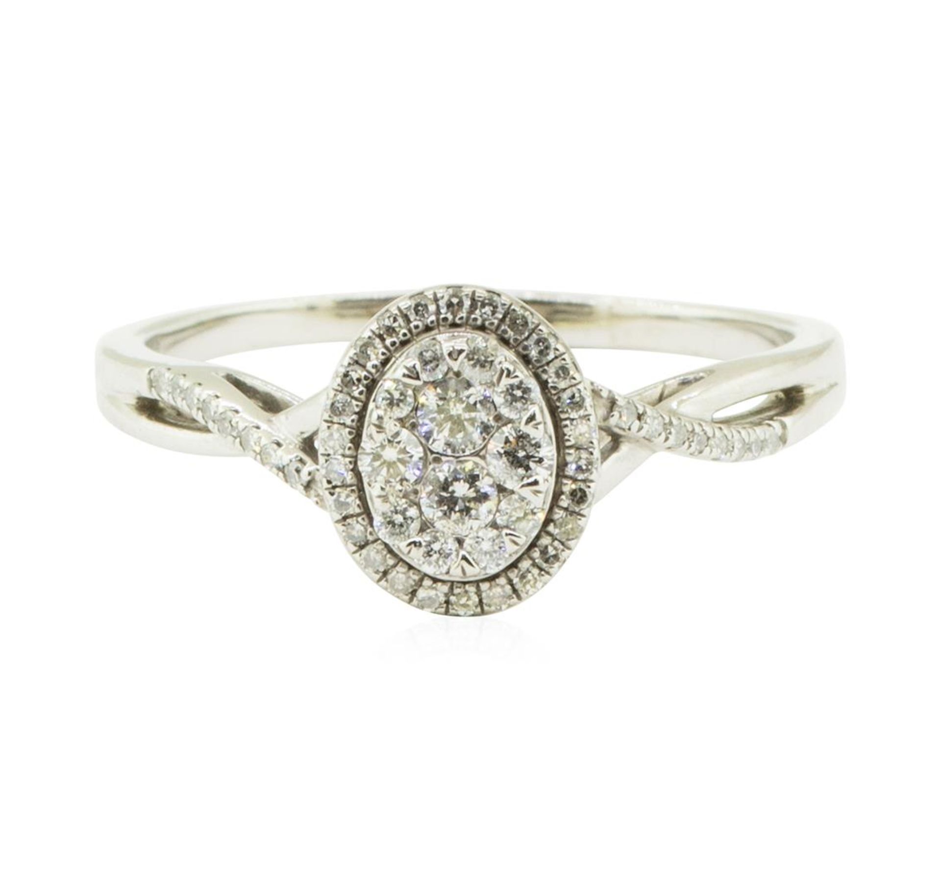 0.50 ctw Oval Cluster Diamond Ring - Platinaire - Image 2 of 4