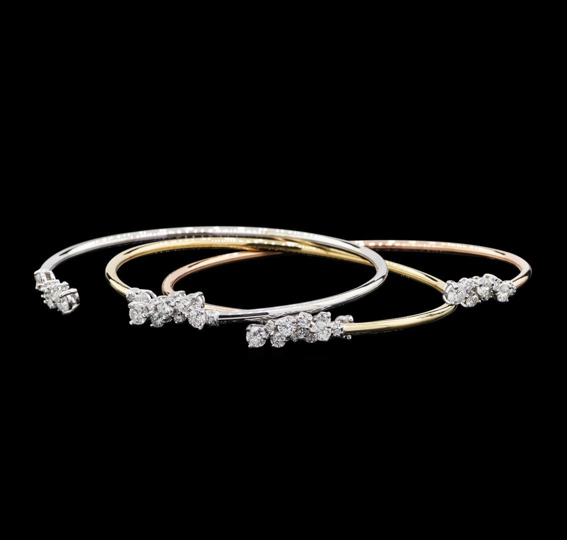 3.34 ctw Diamond Bangle Bracelets - 14KT Yellow, White, and Rose Gold - Image 3 of 5