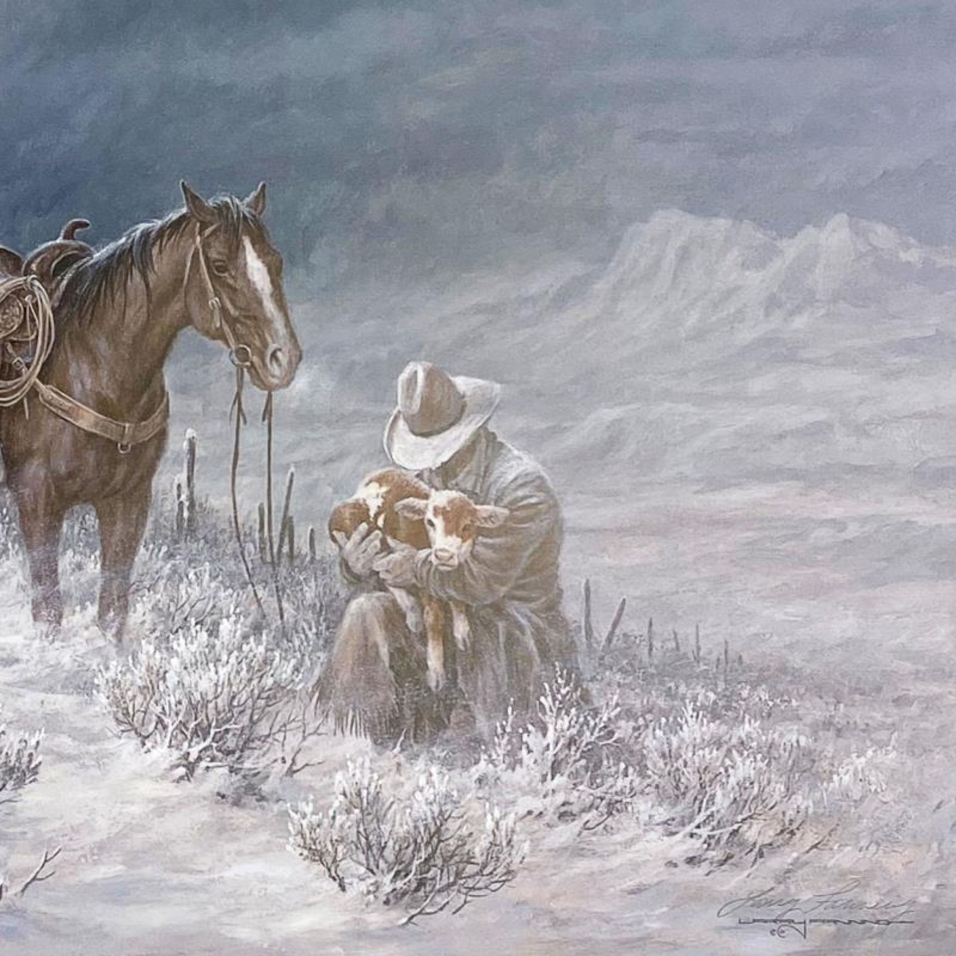 Larry Fanning (1938-2014), "High Range Early Arrival" Limited Edition Lithograph - Image 3 of 3