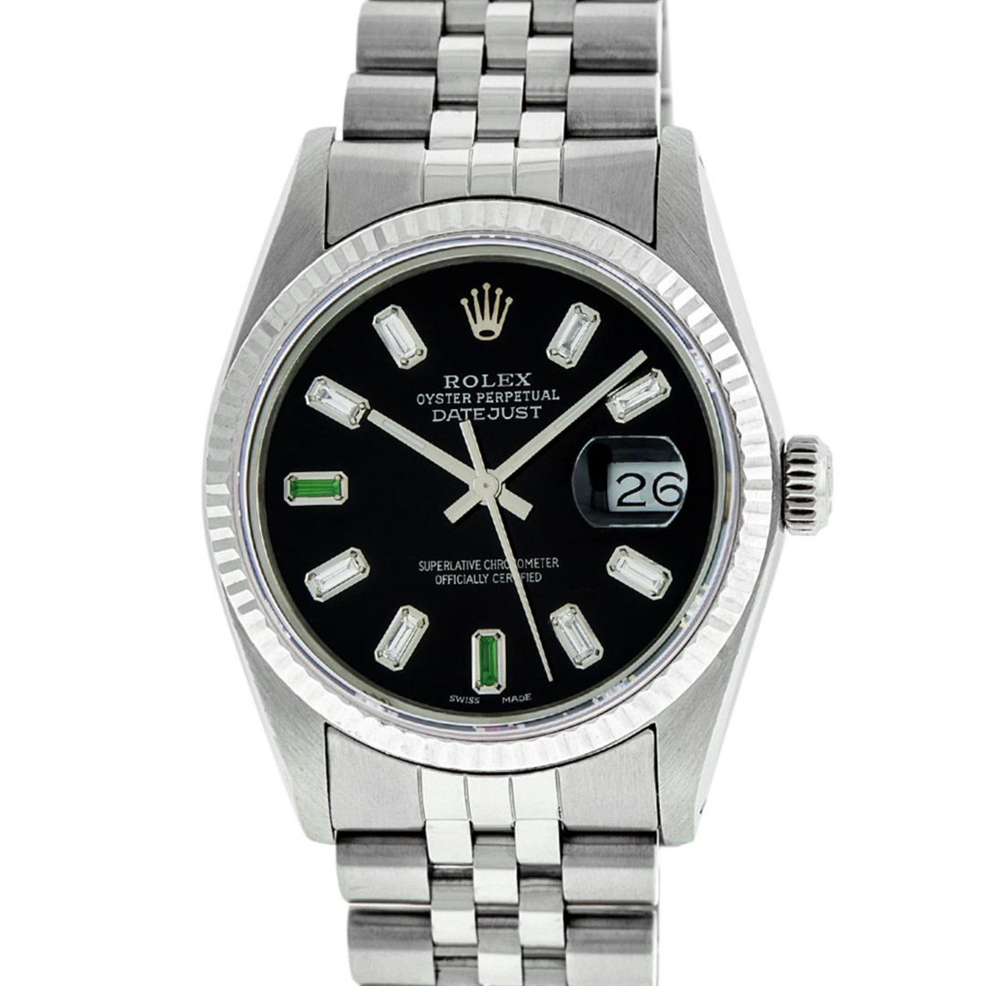 Rolex Mens Stainless Steel 36mm Black Diamond Dial Datejust Wristwatch - Image 2 of 8