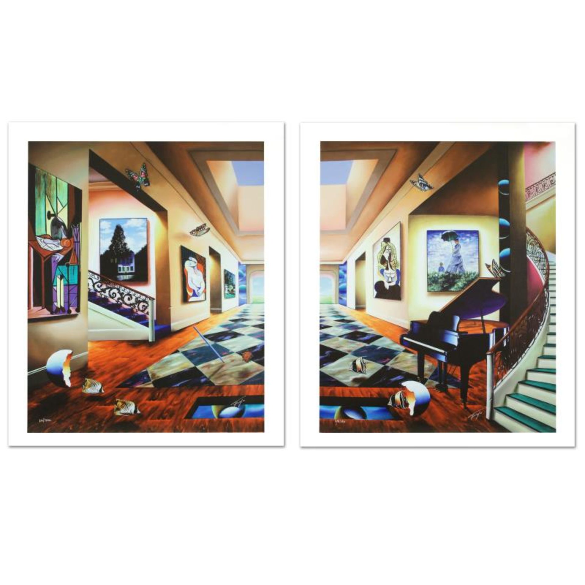 "Perfect Afternoon" Limited Edition Giclee Diptych on Canvas by Ferjo, Numbered