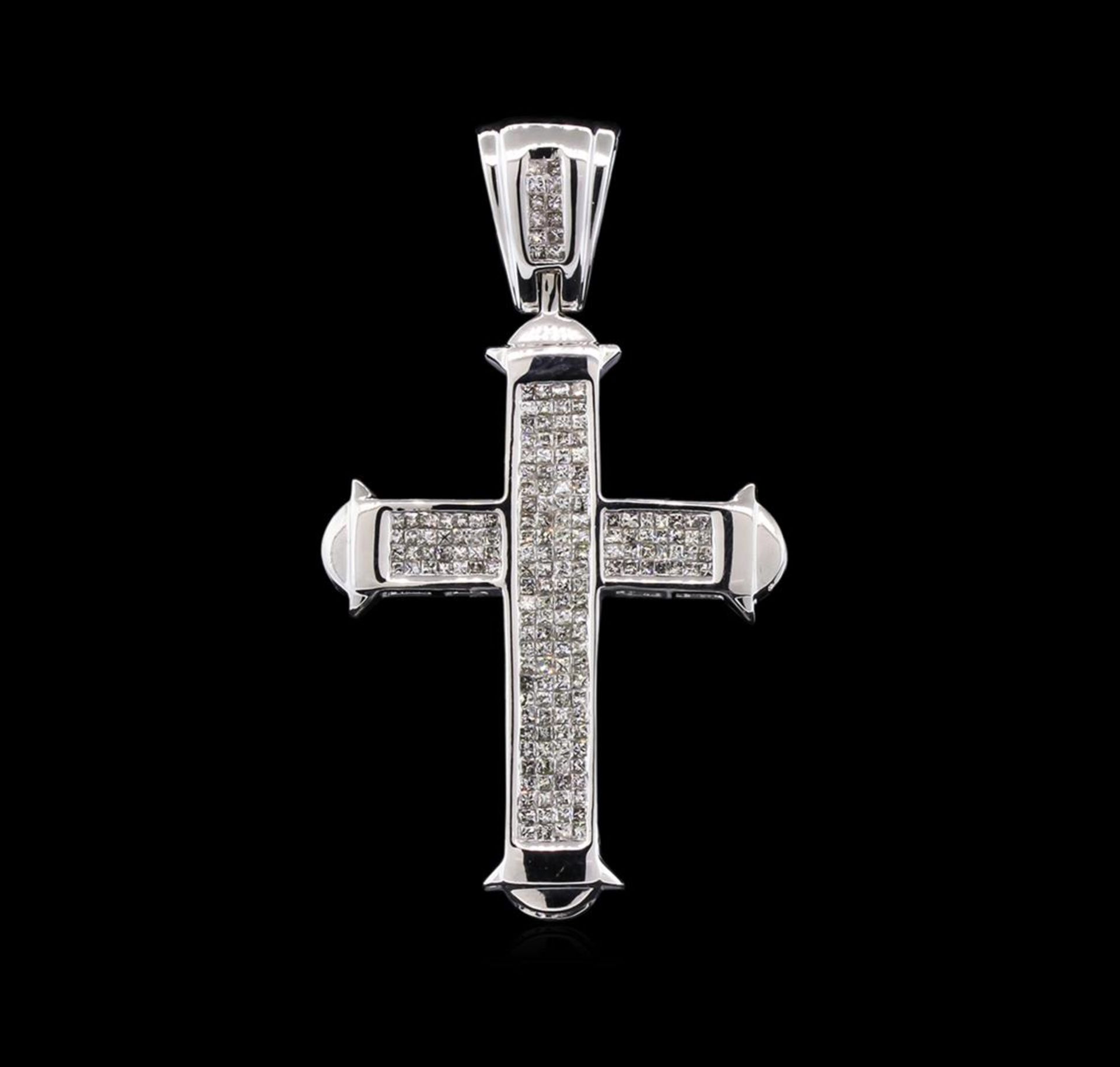 3.00 ctw Diamond Cross Pendant - 14KT White Gold