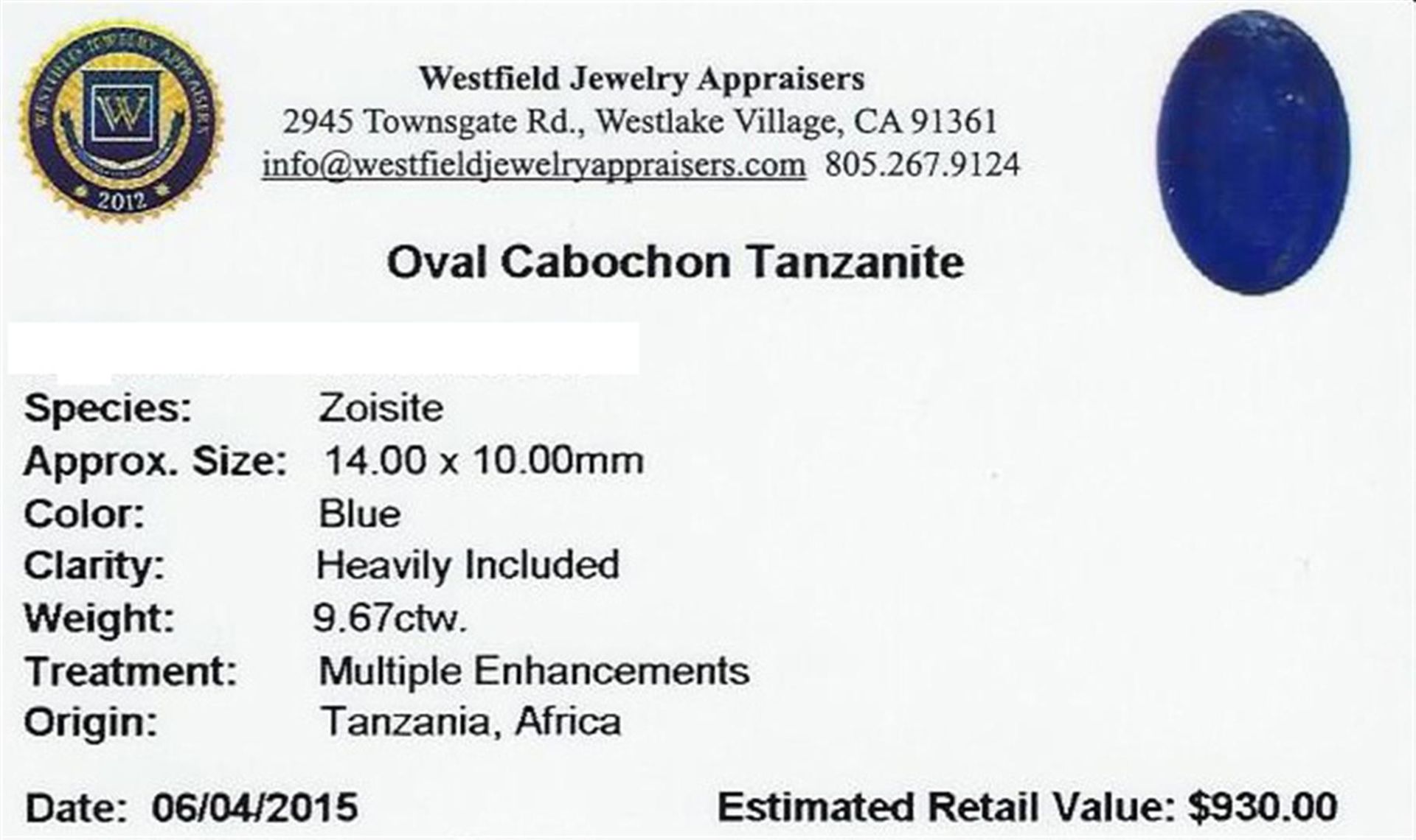 9.67 ctw Cabochon Tanzanite Parcel - Image 2 of 2