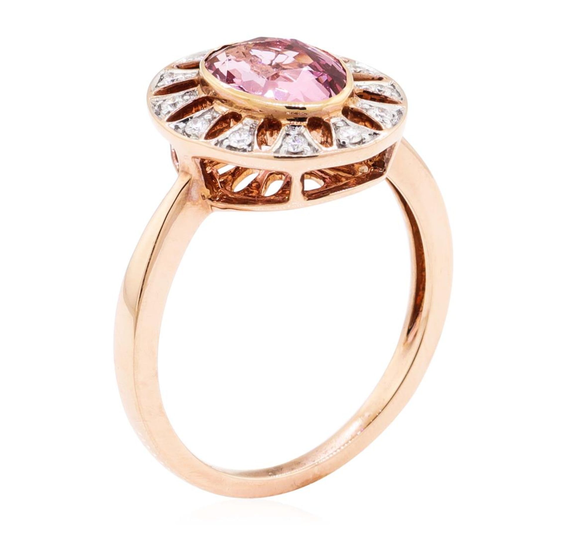 2.20 ctw Oval Mixed Pink Spinel And Round Brilliant Cut Diamond Ring - 18KT Rose - Image 4 of 5